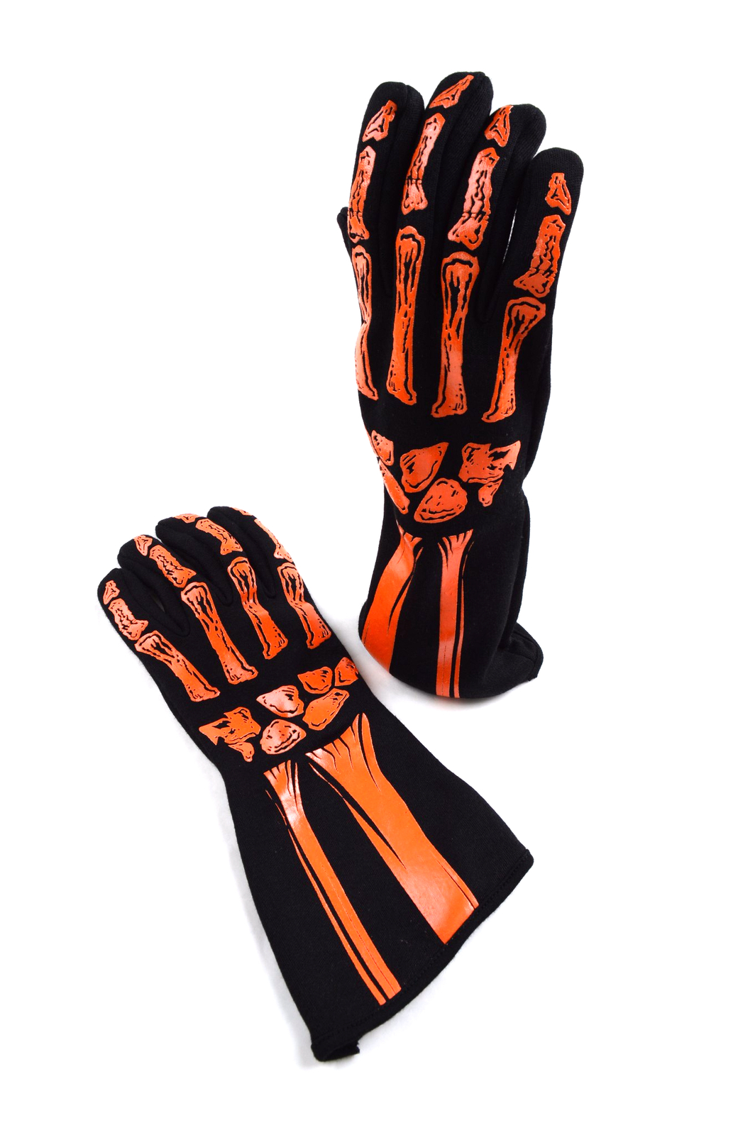 RJS RACING SFI 3.3/1 NEW SKELETON RACING GLOVES ORANGE / BLACK SIZE LG 600090142