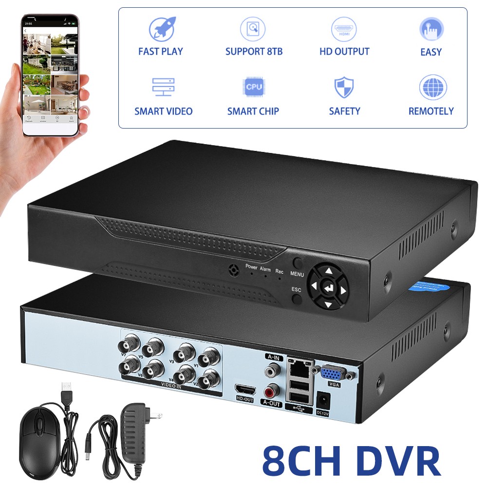 8 Channel H.265 1080P DVR with Hard Drive 1TB for Security Camera System CCTV US