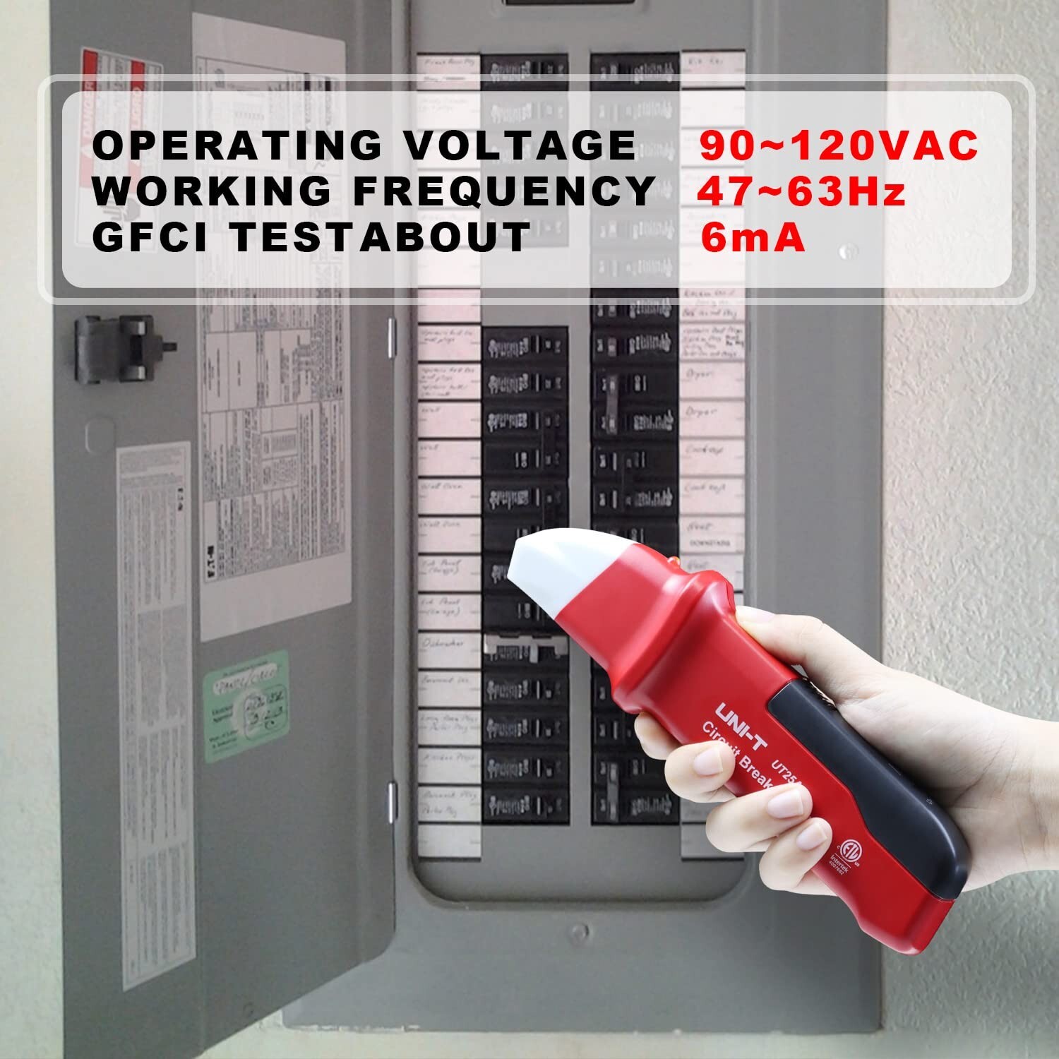 UNI-T UT25A Digital Circuit Breaker Finder with GFCI Outlet Socket Tester LED