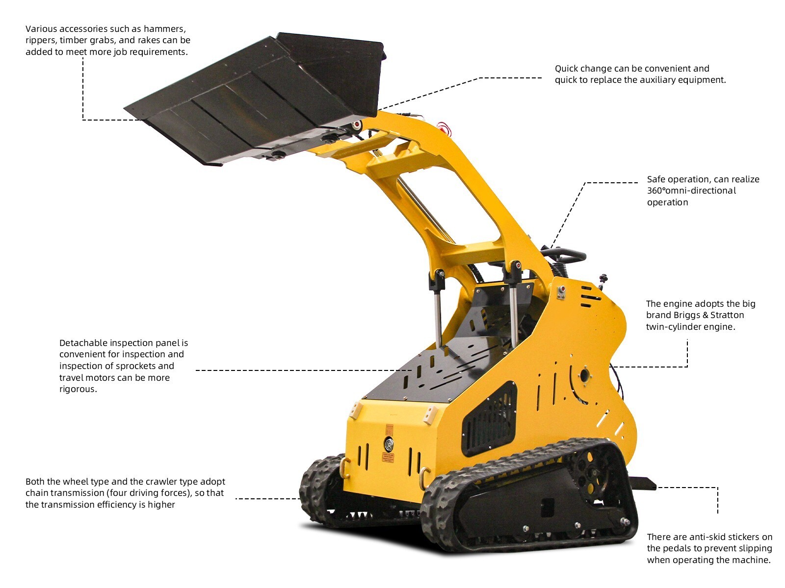 13.5HP Mini Skid Steer Loader Gasoline Crawler, New, Free Shipping