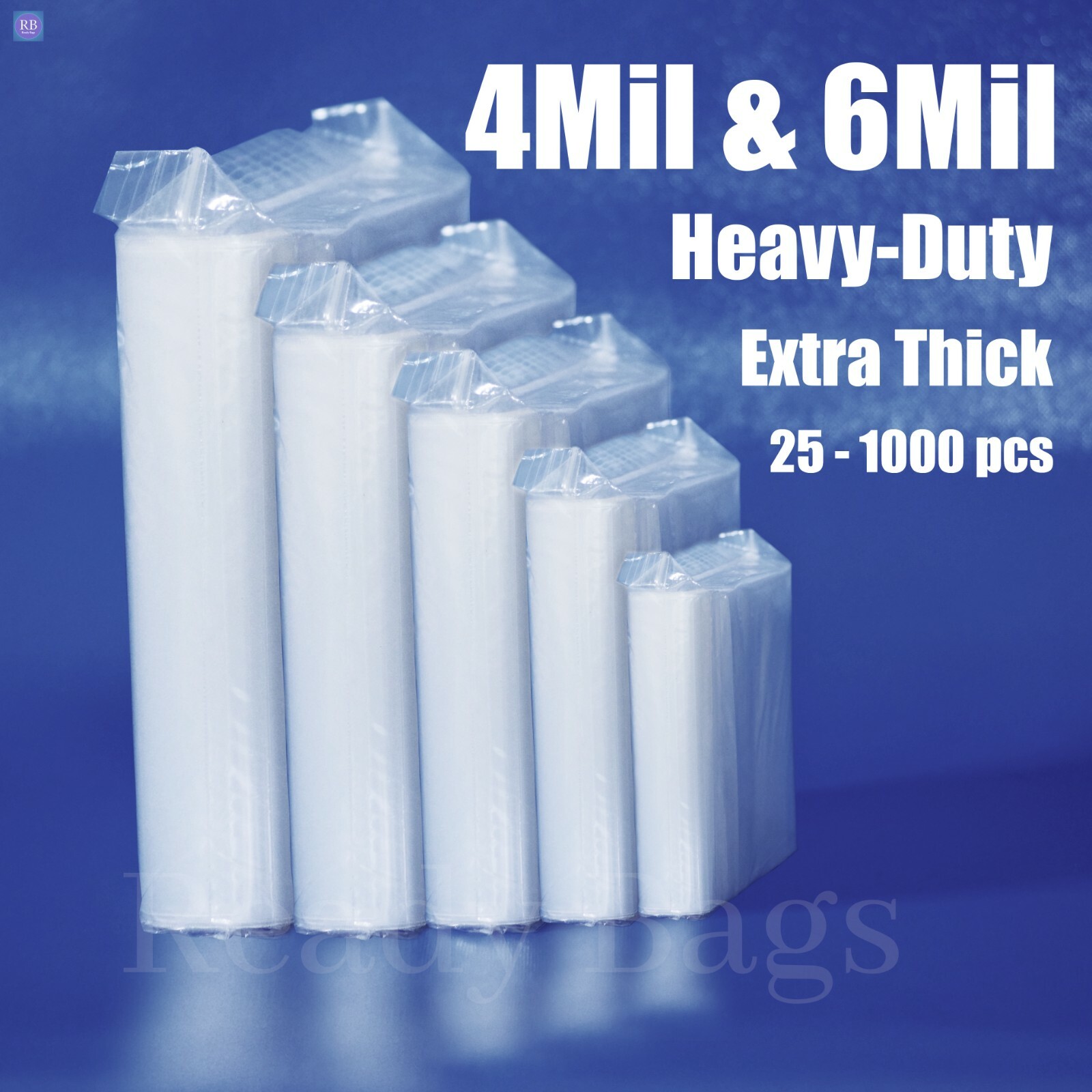 Clear Zip Seal Plastic Bags 4 Mil HEAVY-DUTY Poly Reclosable 6 Mil Zipper Bags