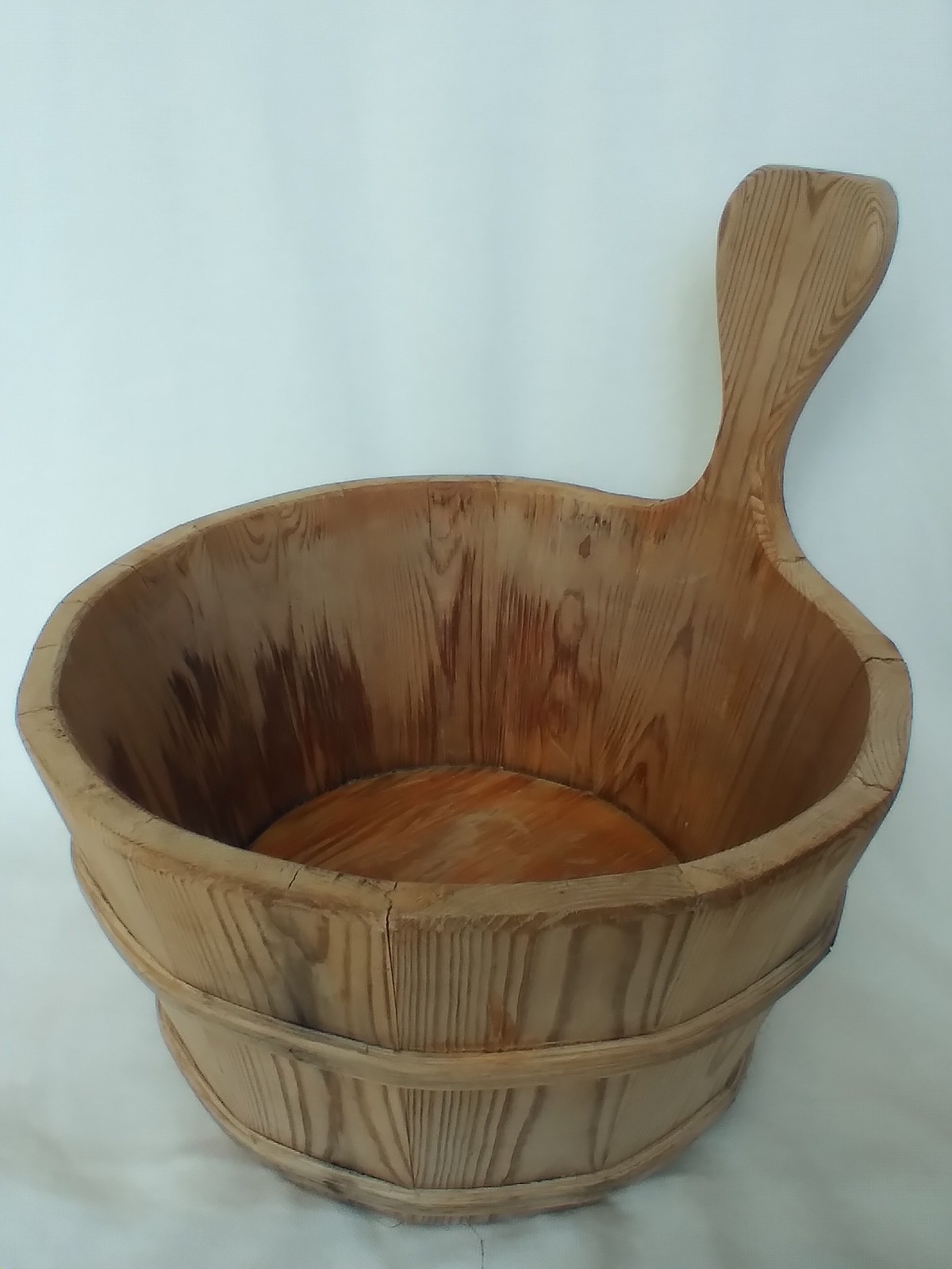 One (1) Gallon Vintage / Rustic Wooden Sauna Bucket w/ Handle
