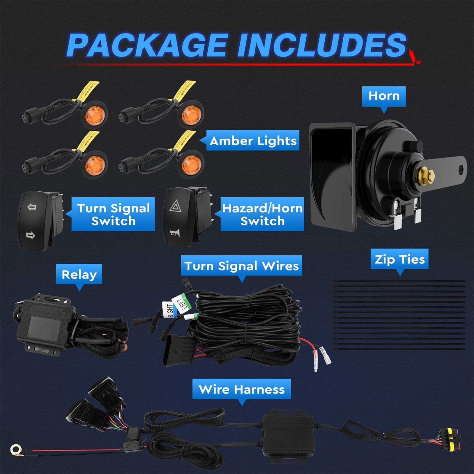 Universal UTV ATV Turn Signal Street Legal Kit for Polaris Ranger General CFMOTO