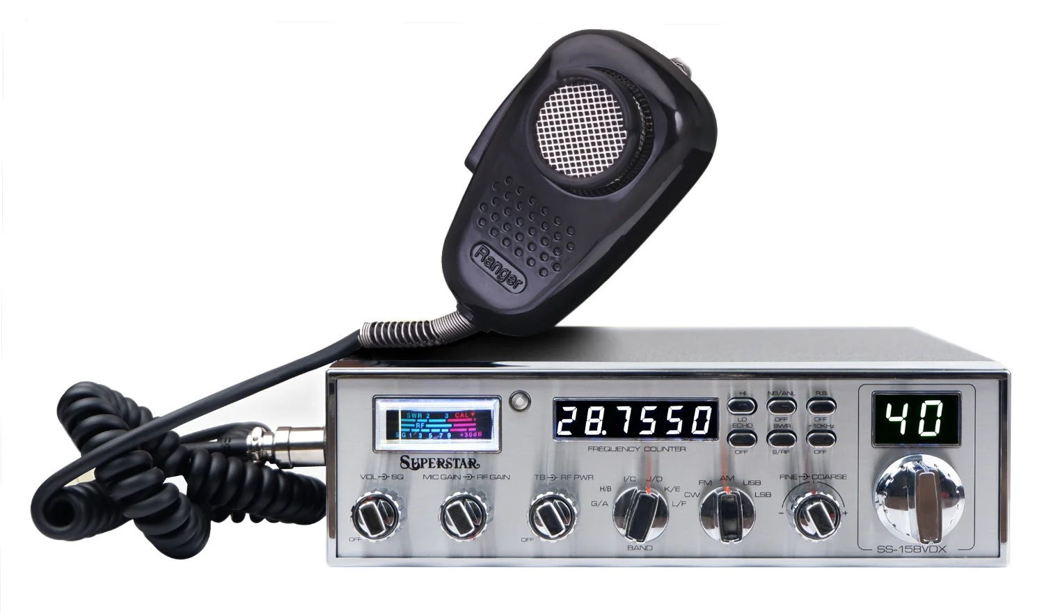 SuperStar SS-158VDX 10 Meter Amateur Radio with AM / FM / SSB Modes & Frequency