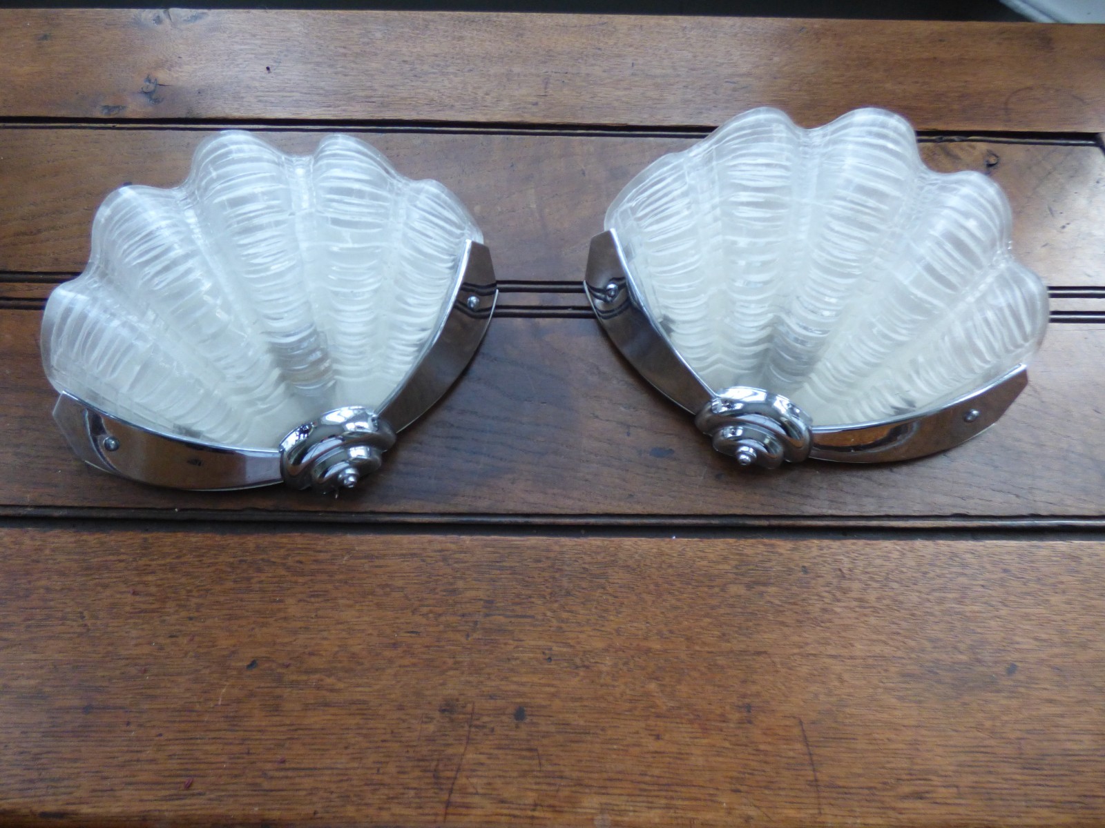 Art Deco Glass Clamshell Wall Lights