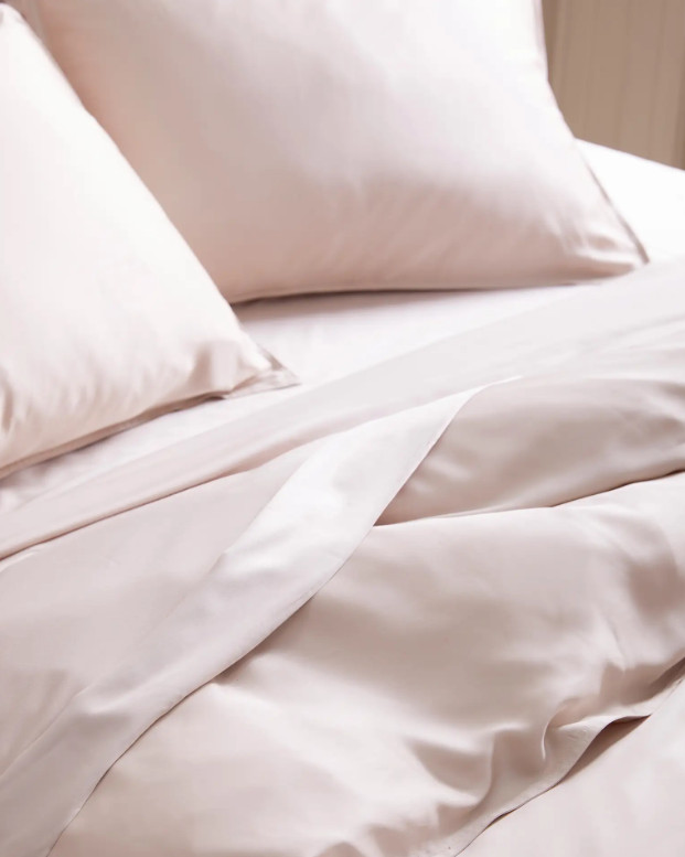 NWOT Quince King Cal King Duvet Cover Set 2 Shams Organic Bamboo Soft Blush