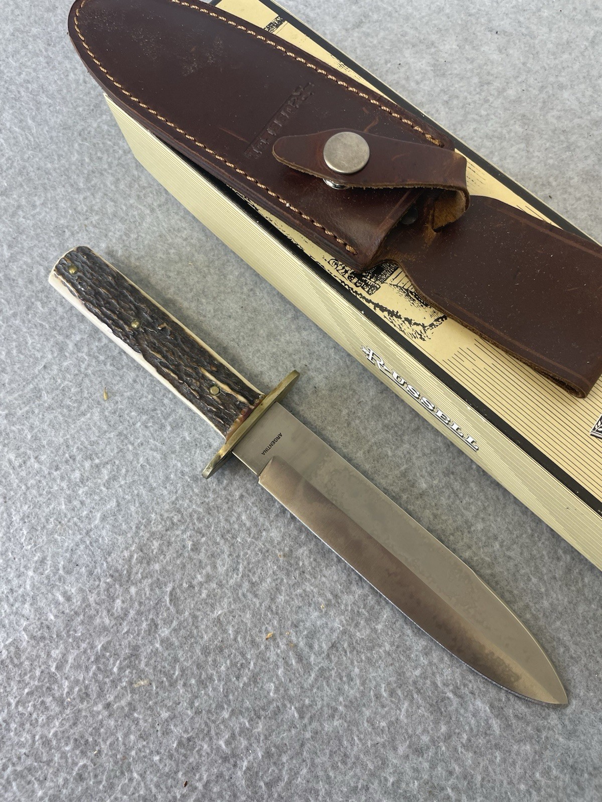 J. Russell Green River Works Argentina Bowie Knife Stag Handle
