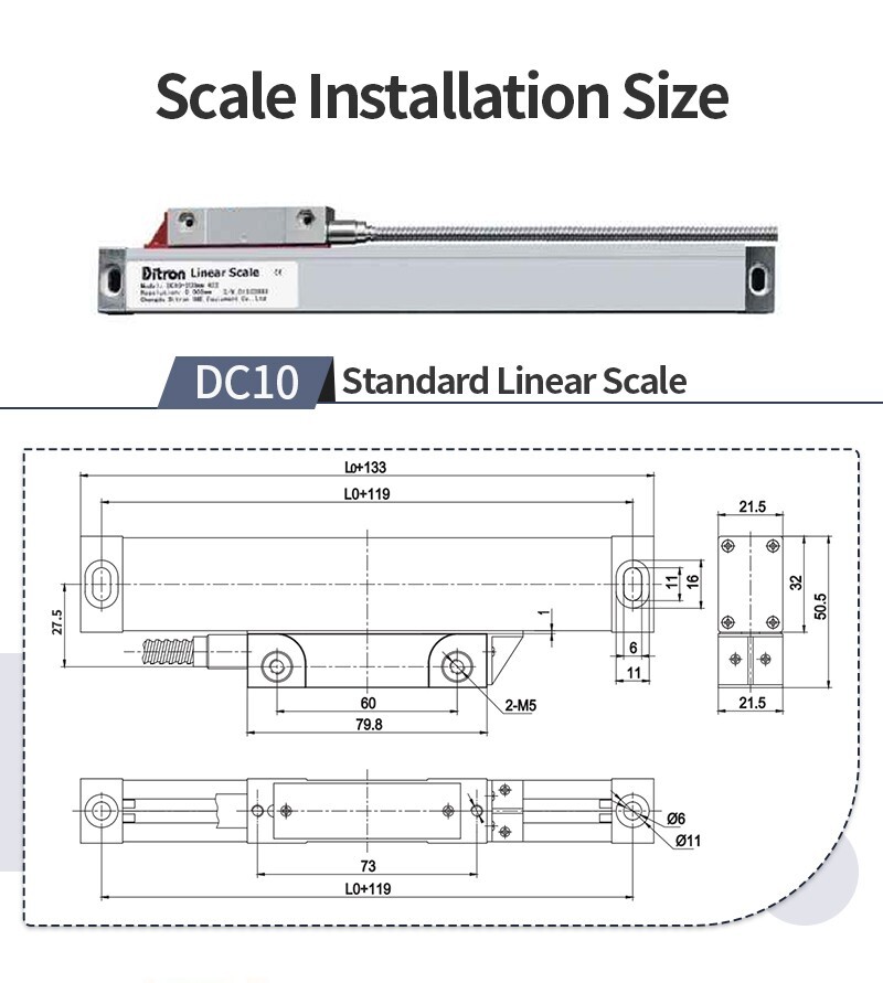 3Axis Digital Readout RPM DRO Meter 3 Pcs Linear scale for Bridgeport Mill 9X42