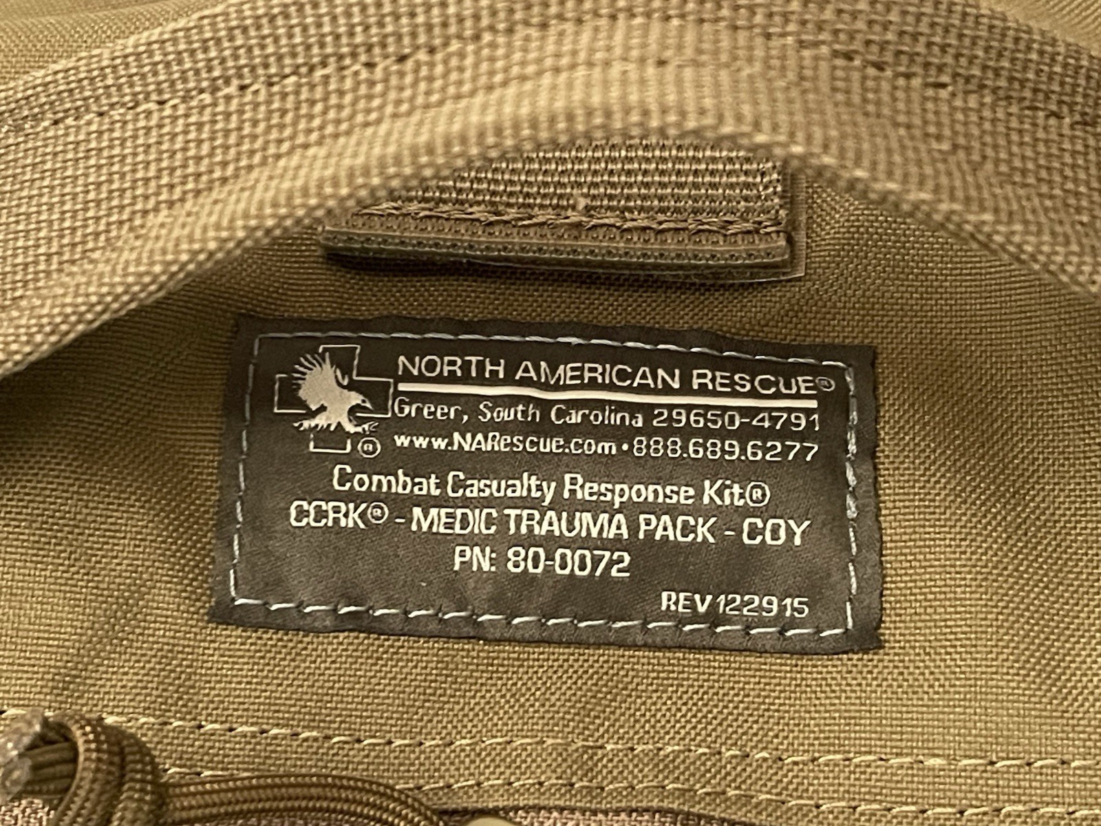 NEW North American Rescue CCRK Combat Medic Bag Pack w/ 9 Inserts Coyote Tan NAR