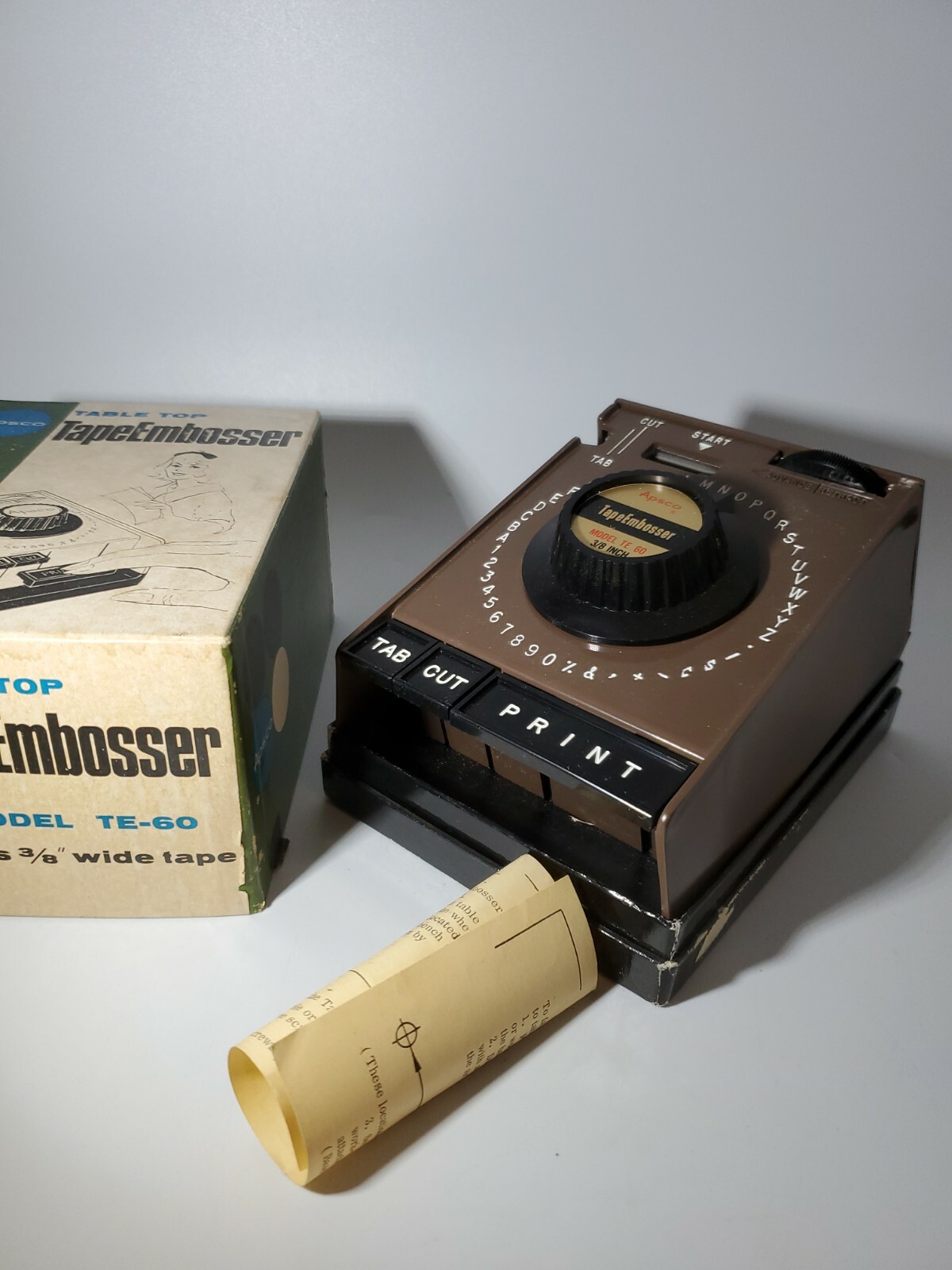 Vintage Apsco Table Top Tape Embosser Model TE-60 RARE
