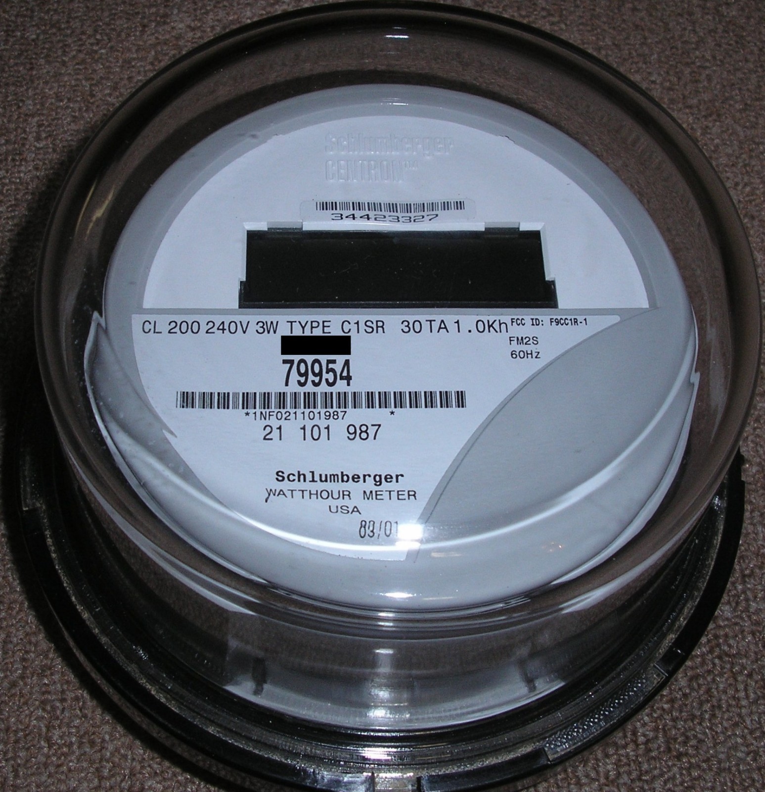 ITRON - WATTHOUR METER (KWH) C1SR - CENTRON - 240 VOLTS, FM2S, 200 AMPS, 4 LUGS