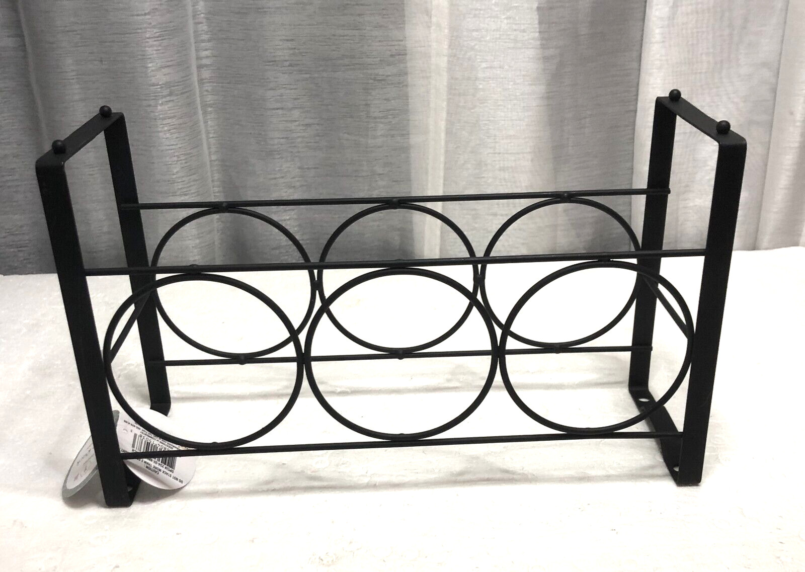 3 Bottle Countertop Wall Mount or Table Top Elegant Iron Wine Rack Black 7x12x4"