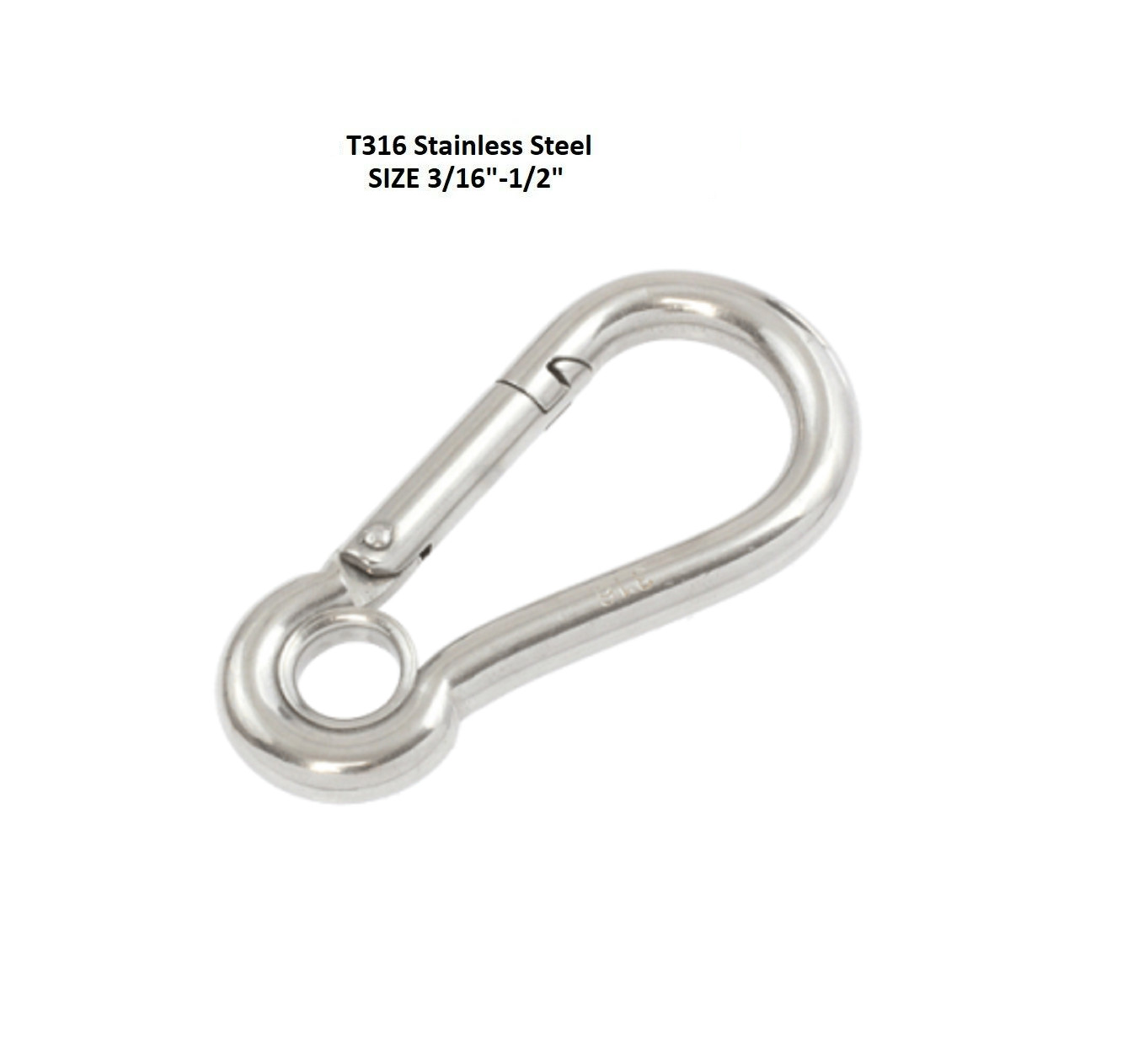 T316 Stainless Steel Carabiner Clip Snap Hook Spring Karabiner Carabina WITH EYE