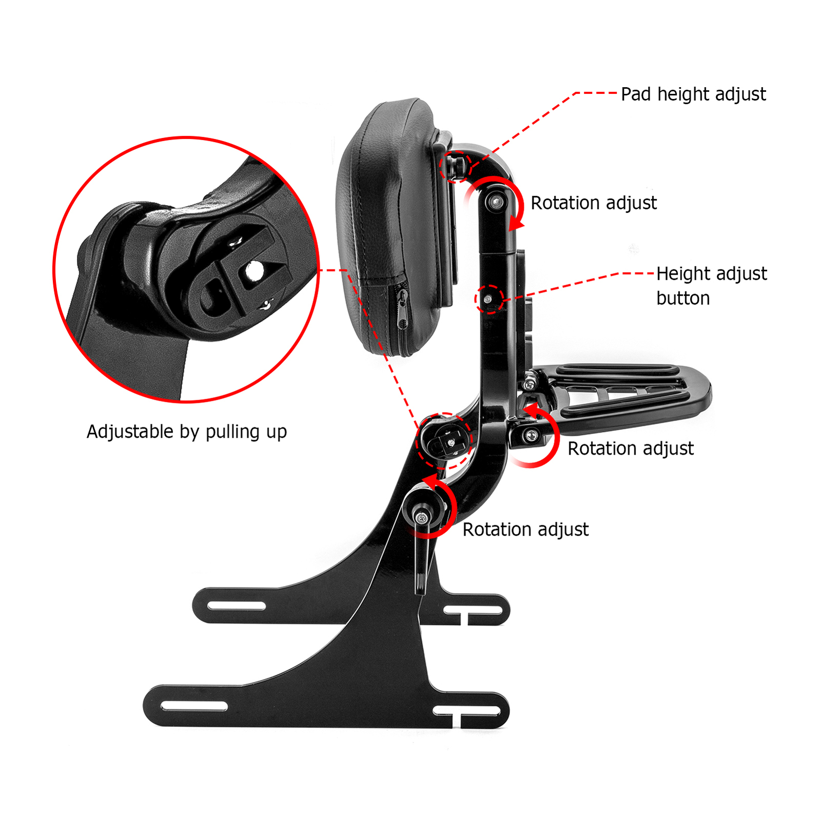 Multi-Purpose Backrest Sissy Bar For Harley Dyna Super Glide FXD FXDB Low Rider