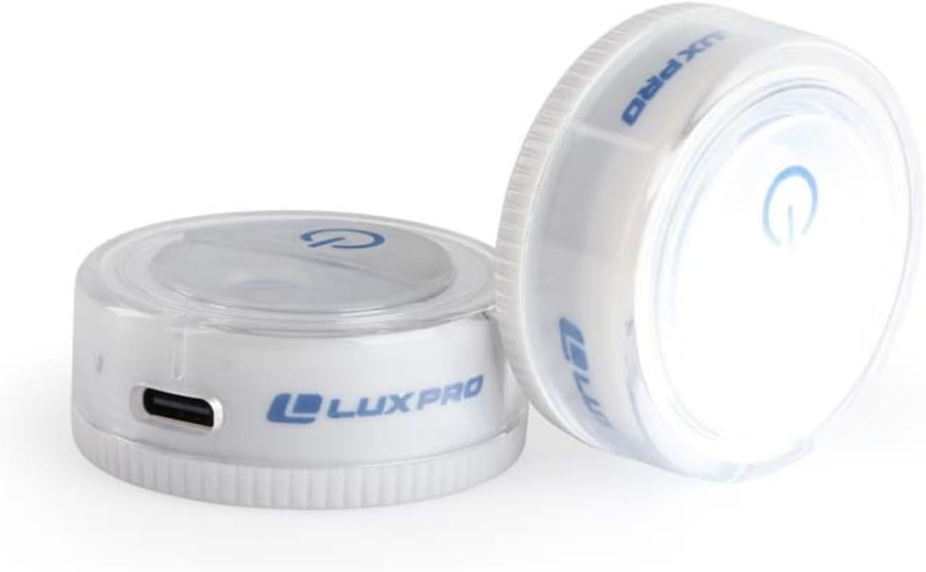LUXPRO Waterproof Micro LED Rechargeable Puck Lights - Mini Puck Lights - 2 Pack