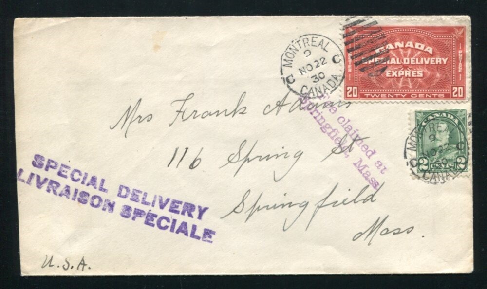 CANADA GEORGE 5TH SPECIAL DELIVERY COVER MONTREAL 1930