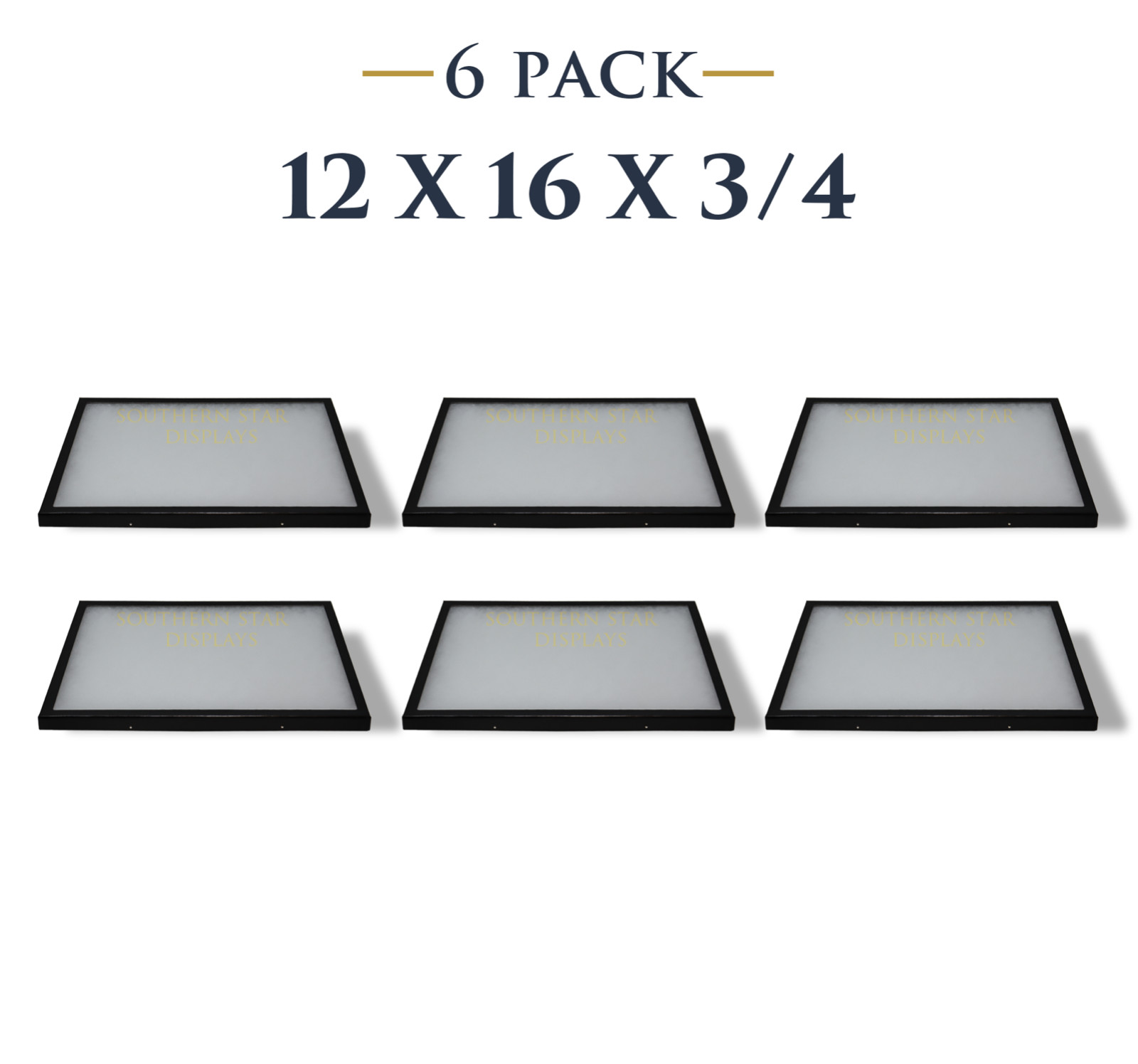 6 Pack of 12 x 16 x 3/4 Riker Display Cases Box for Collectibles Jewelry & More