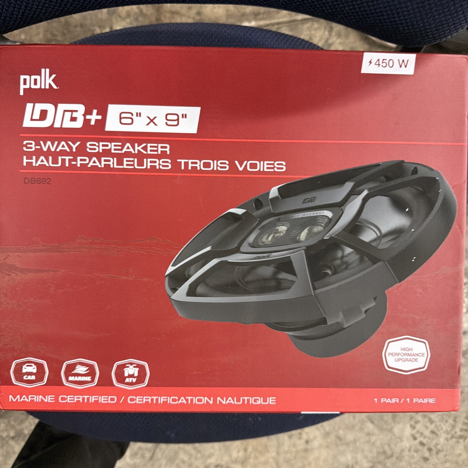 Polk Audio DB+ s 6"x9" Three-Way Coaxial Speaker Marine Certification, Black