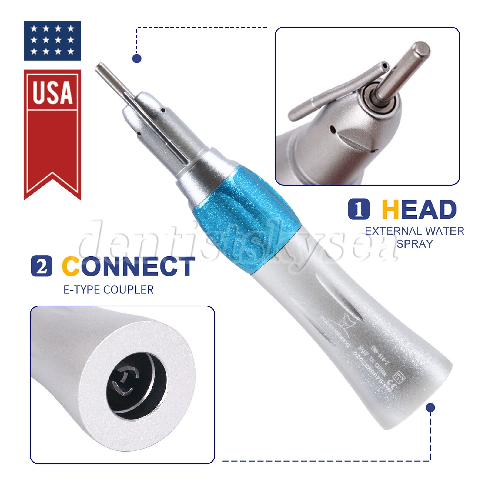 Dental 1:1 Surgical Implant Straight Handpiece With External Irrigation Pipe US