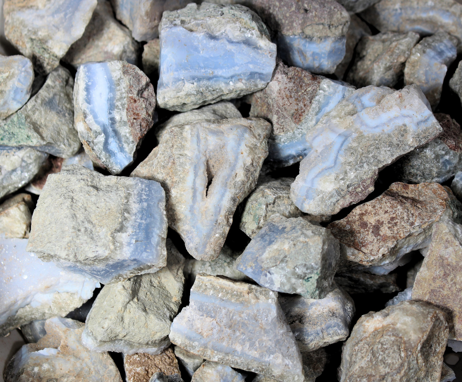 Blue Lace Agate - Rough Rocks for Tumbling - Bulk Wholesale 1LB options