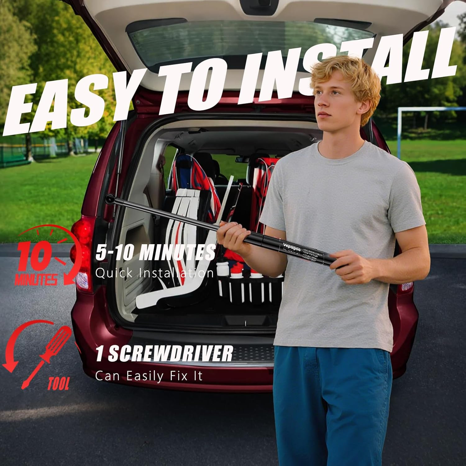 6124 Rear Hatch Trunk Gas Struts for 2008-2016 Chrysler Town & Country, 2008-202