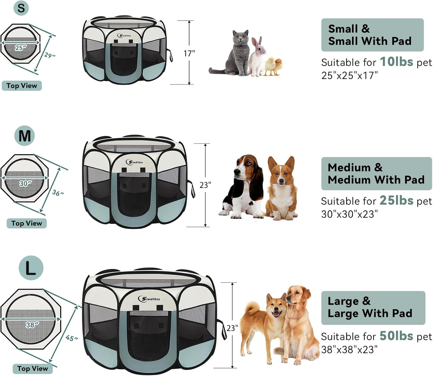 Dog Cat Playpen, Puppy Pet Playpen Indoor for Small Dog Crate Tent Cage Outdoor