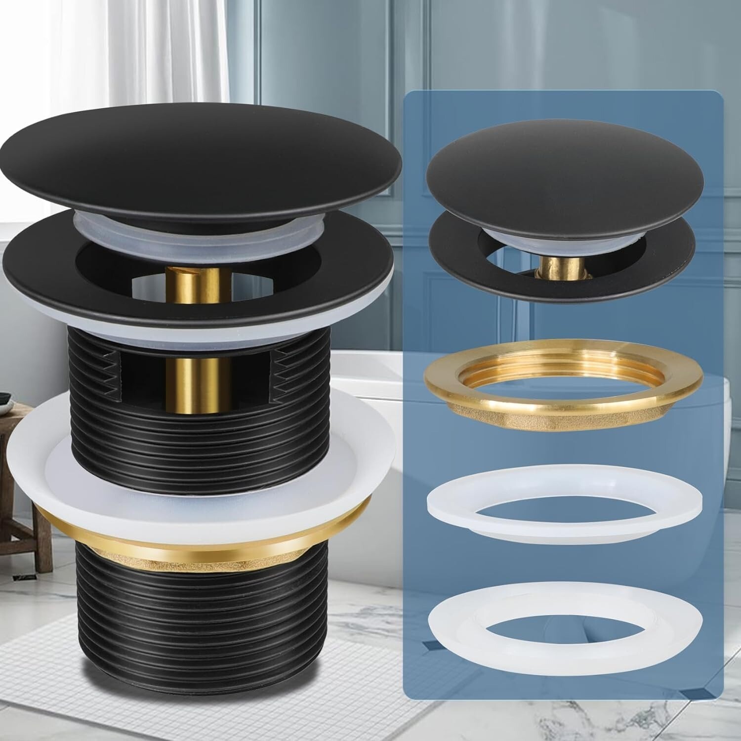 Pop-up Drain Kit for Freestanding Bathtub Tub Drain/Stopper,Freestanding Bathtub