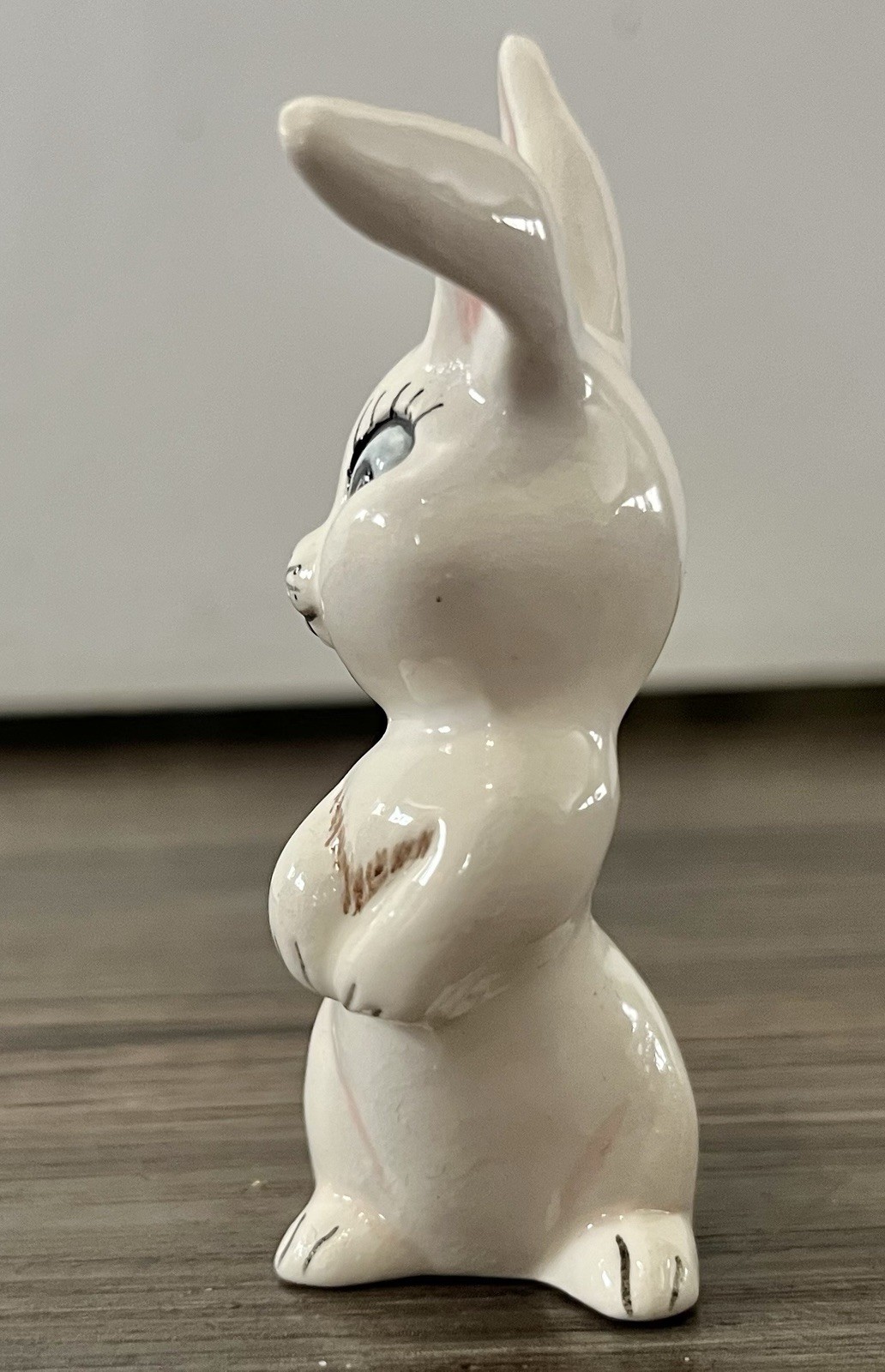 Vntg Mini Bunny Rabbit Dainty Girly Easter Spring Trinket Blue Eyes Figurine