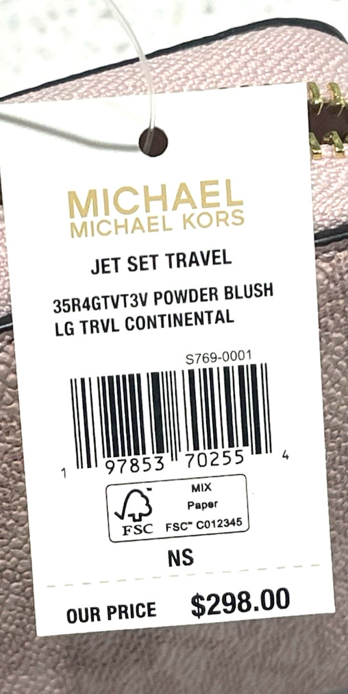 MICHAEL KORS JET SET TRAVEL LARGE CONTINENTAL WALLET BLUSH PINK MK SIGNATURE