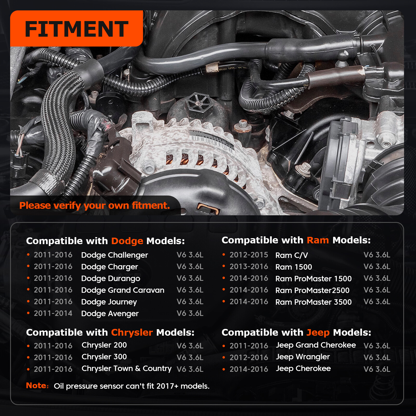 926-959 Aluminum Oil Filter Housing For 2011-2016 Dodge Jeep Chrysler Ram 3.6L