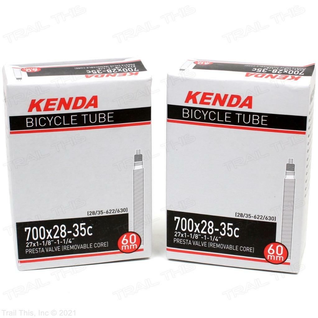 Two (2) Pack Kenda 700 x 28-35c 60mm Threaded Presta Valve Road Bike Inner Tubes
