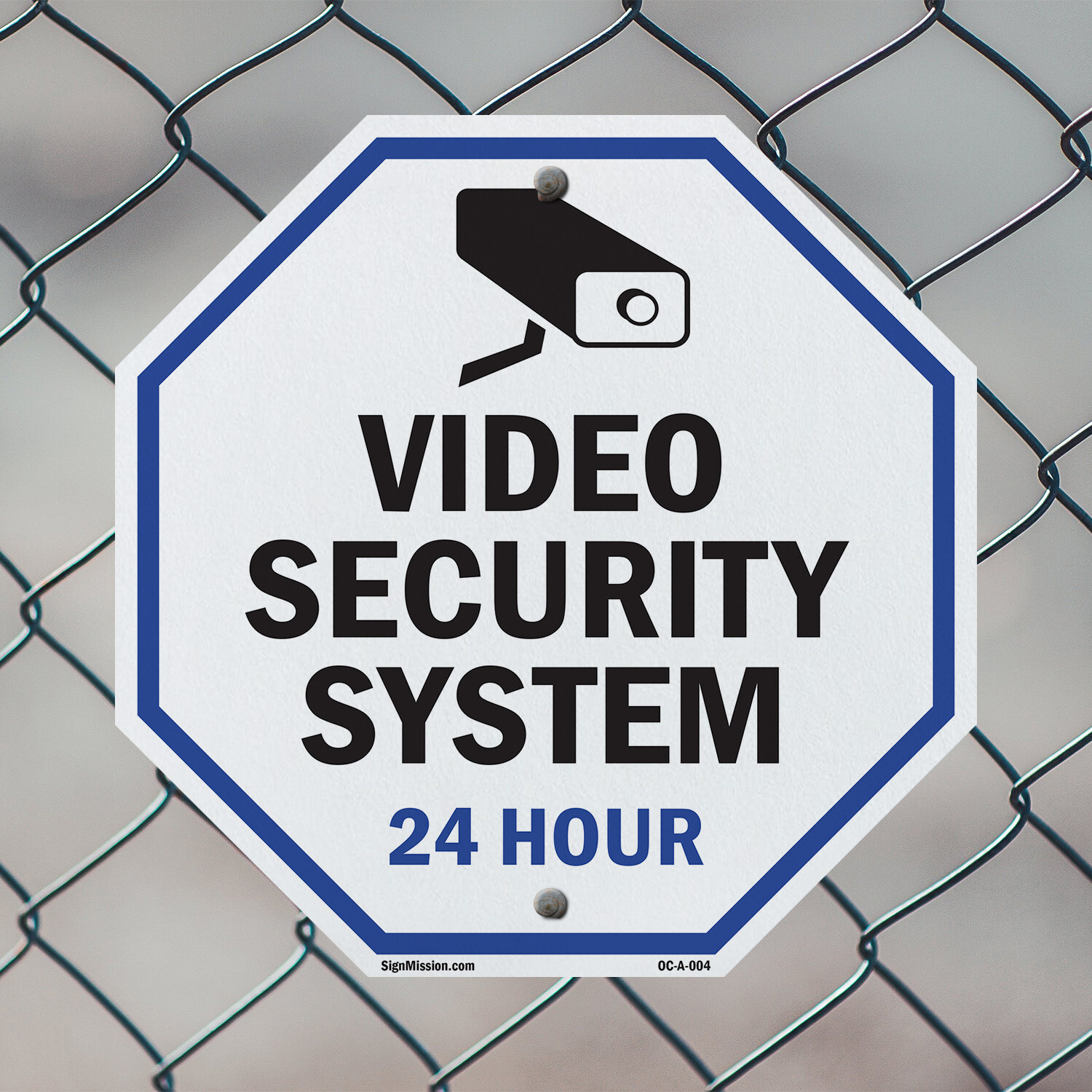 Video Security System 24 Hour Octagon Sign Weather Resistant Made in the USA