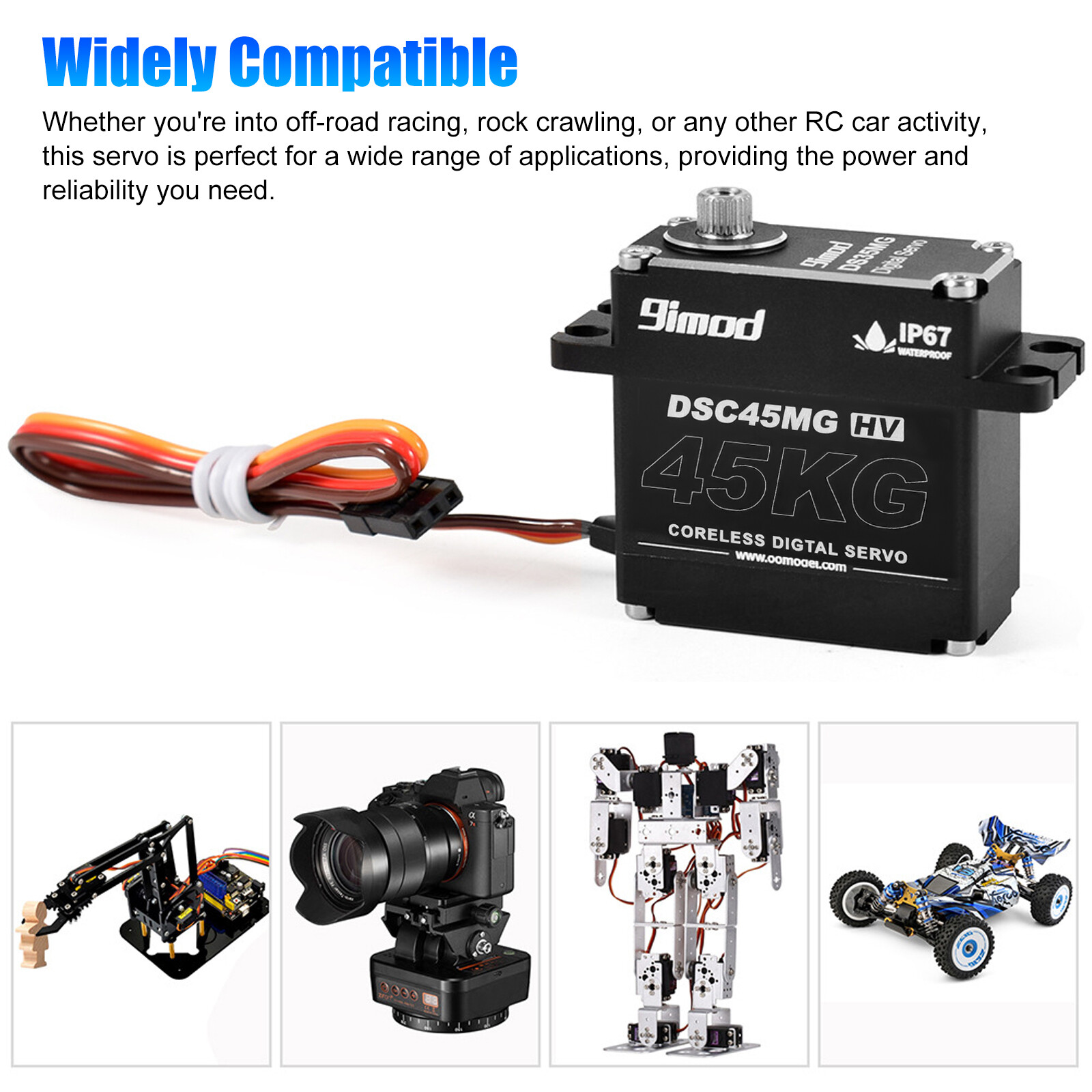 45KG Waterproof Digital Servo Metal Gear High Torque &Speed Steering for 1/10 RC