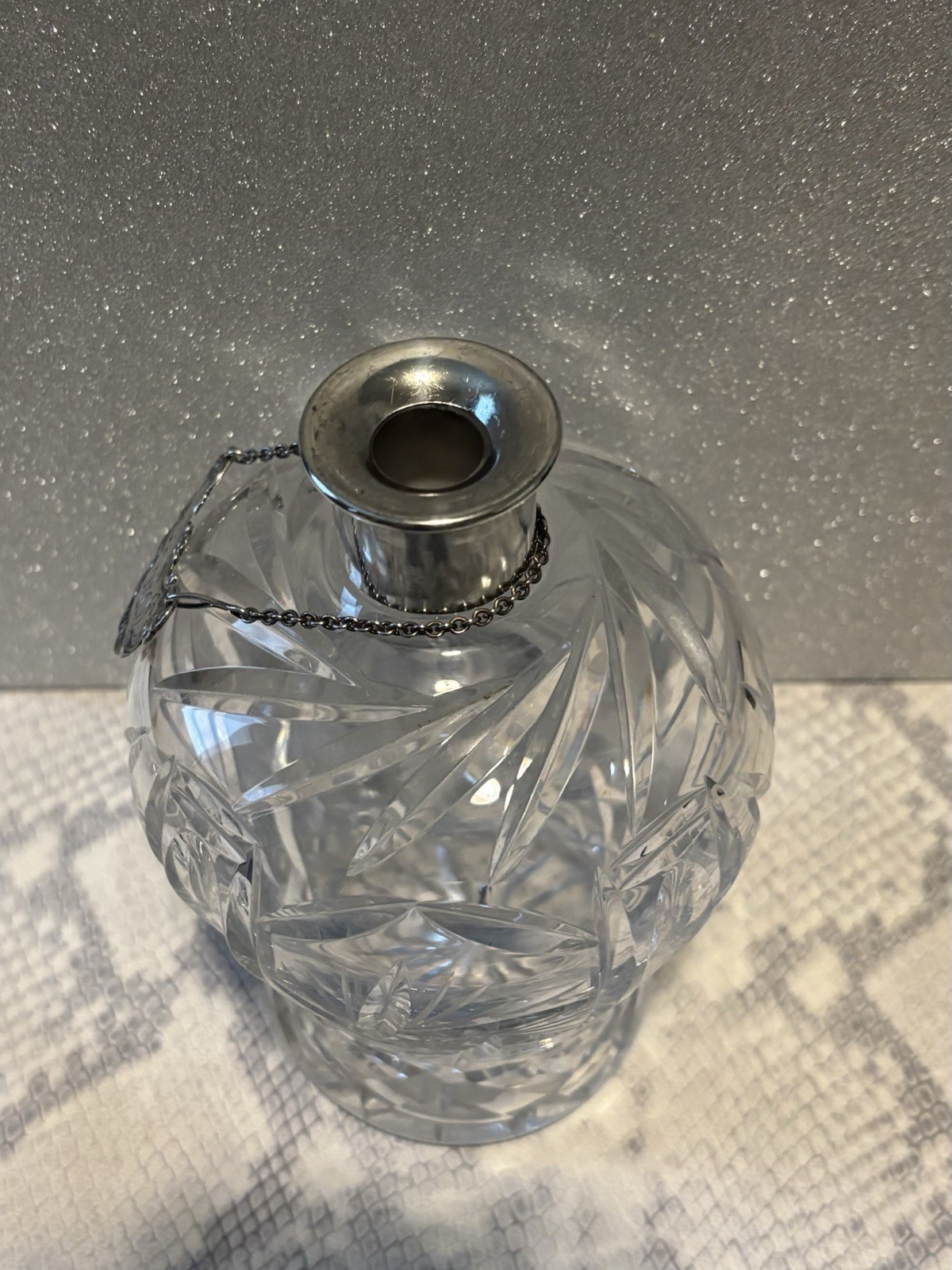 Spritz&Firman Crystal And Silver Collar Decanter From Mid 20Th Century With Tag