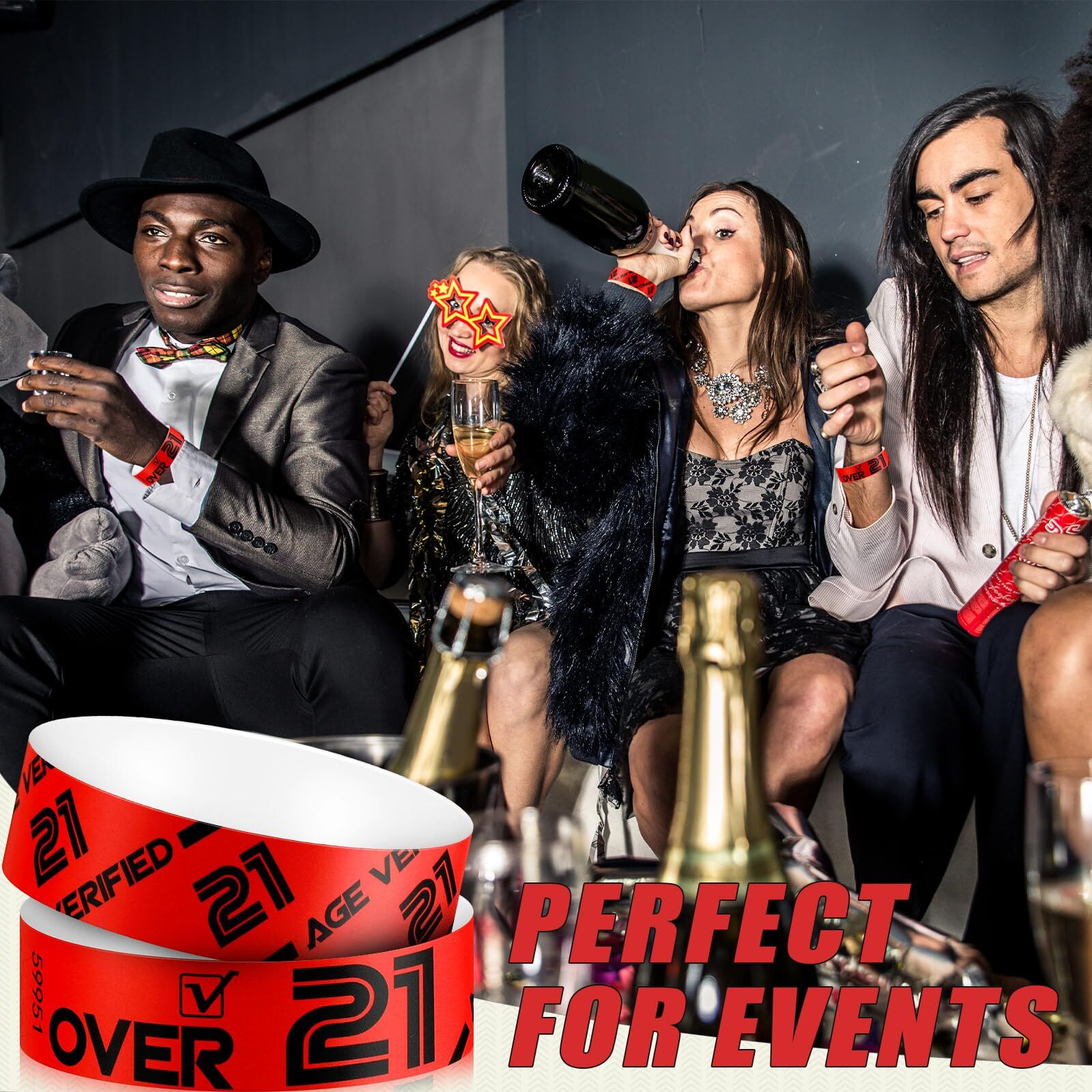 600 Pcs over 21 Wristbands for Events Red Waterproof Wrist Bands Paper Wrist