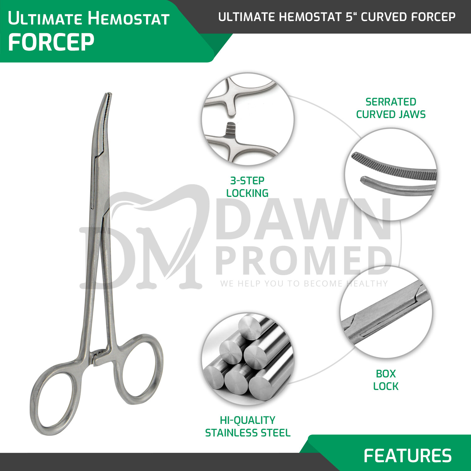 2 Pcs Fishing Set 5" Locking Clamps Hemostat Forceps Straight & Curved German G