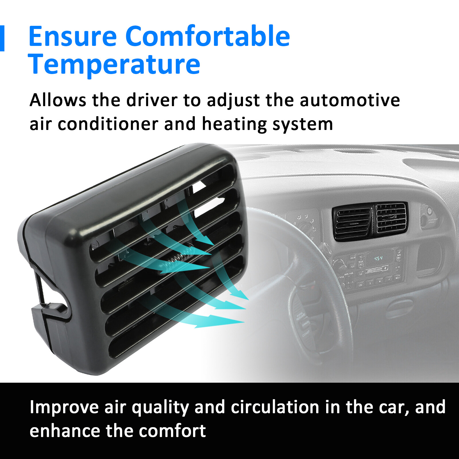 For 98-2002 Dodge Ram 1500 2500 3500 Pickup Black Dash Board Bezel W/ Vents