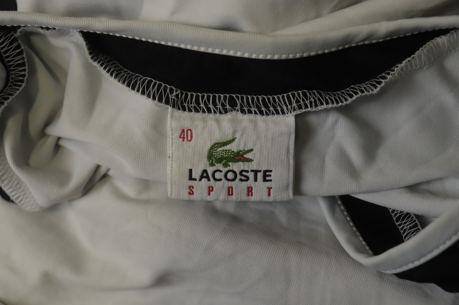 LACOSTE Sport White Black Stretch Sleeveless V-Neck 1/4 Zip Tennis Dress Size 40