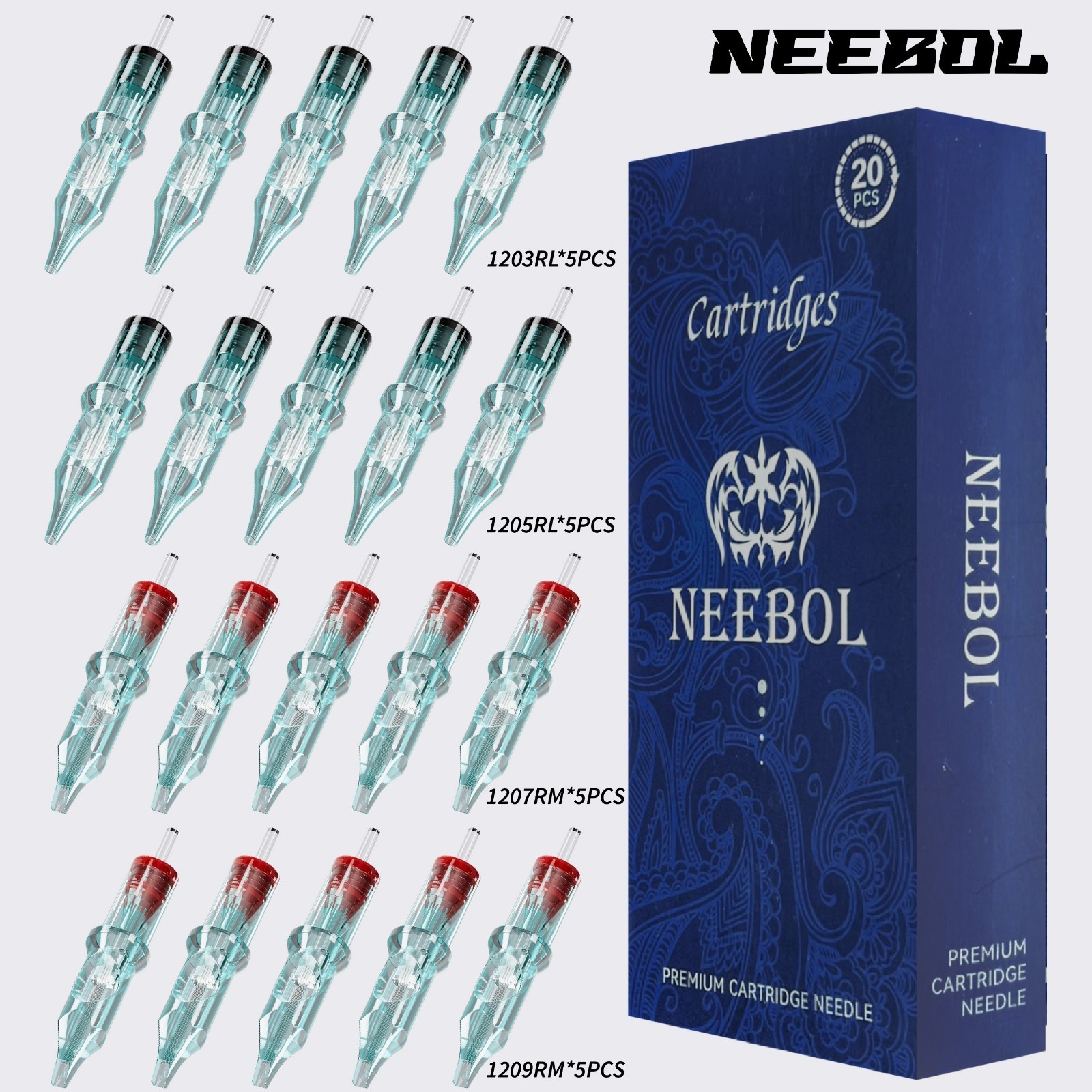 20-50Pcs Mixed Professional Sterile Tattoo Needle Cartridges Size RL RM RS M1