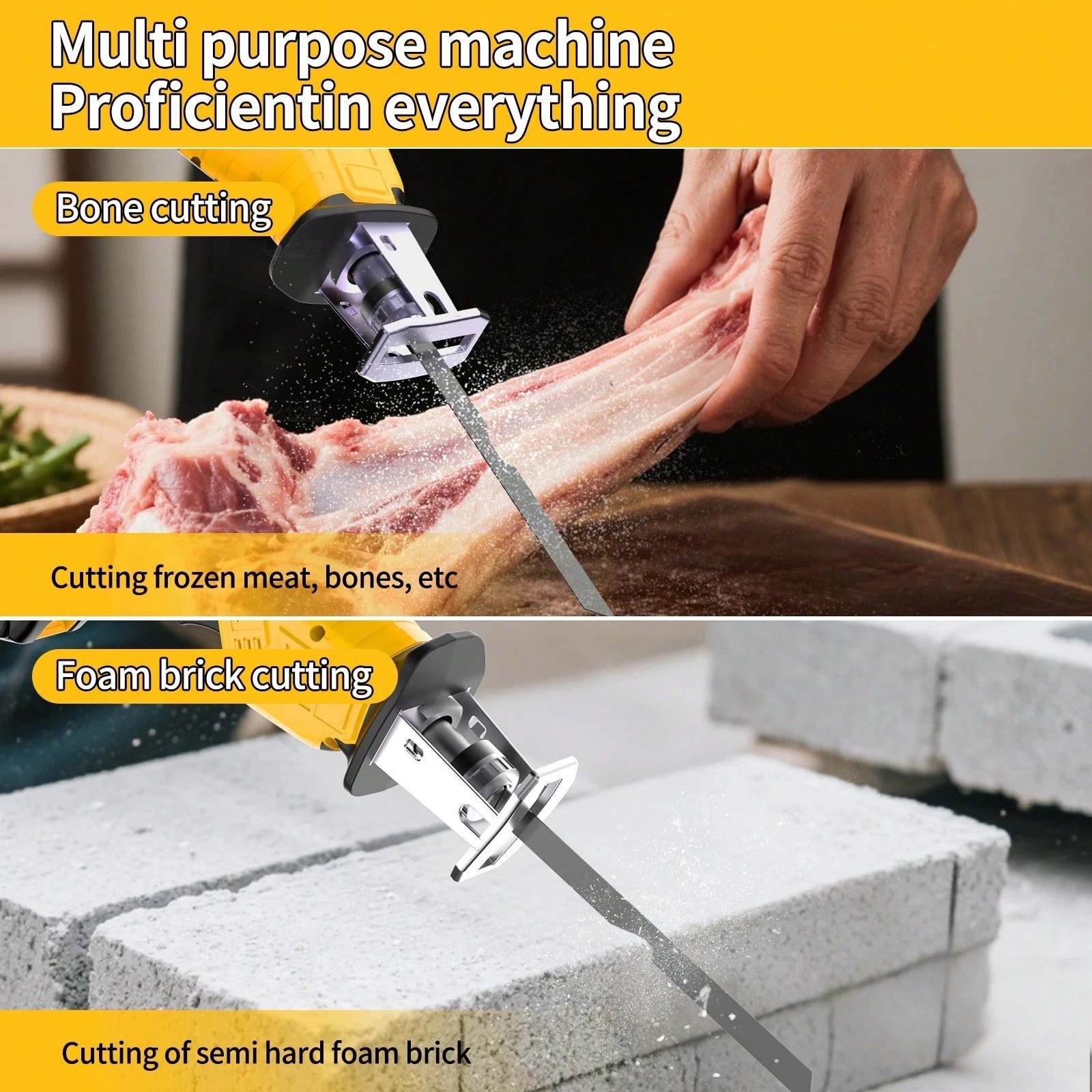 Lithium-Ion Reciprocating Saw Handheld Electric Wood Metal Cutter + 100mm Depth