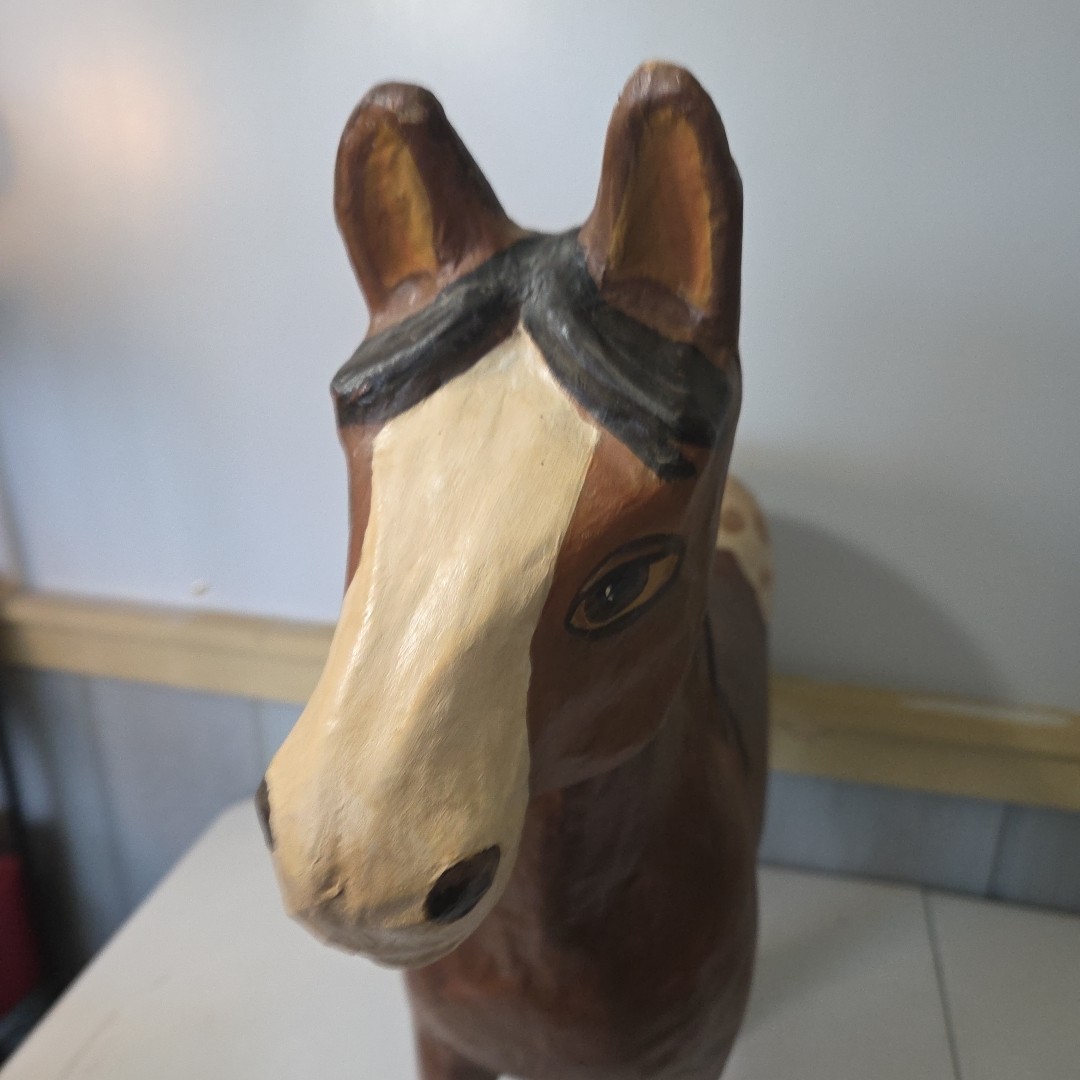 Vintage Paper Mache Spotted Blanket Appaloosa Horse Statue Indian Native