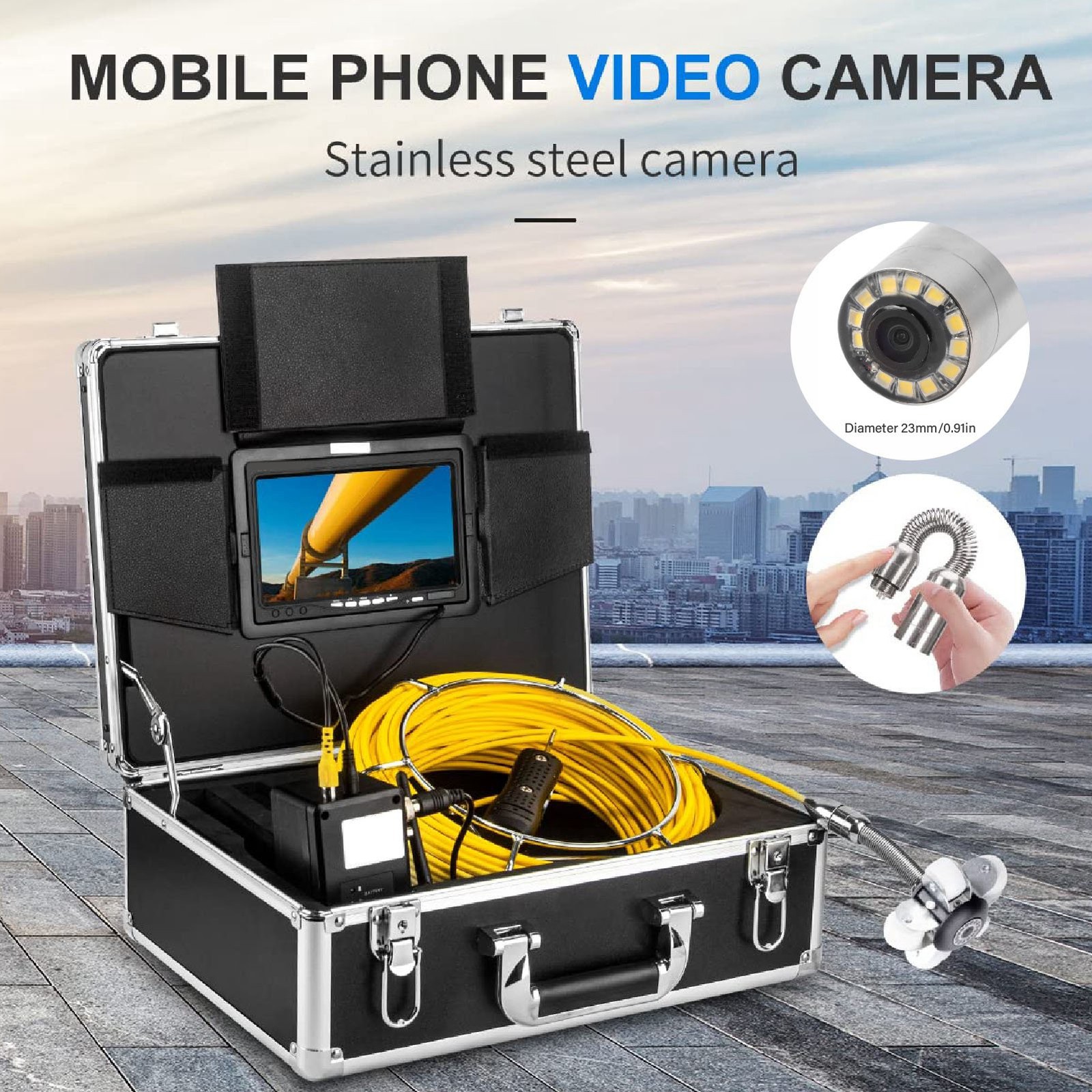 23mm Sewer Inspection Camera Head Professional IP68 Water Resistant 15mm Thread