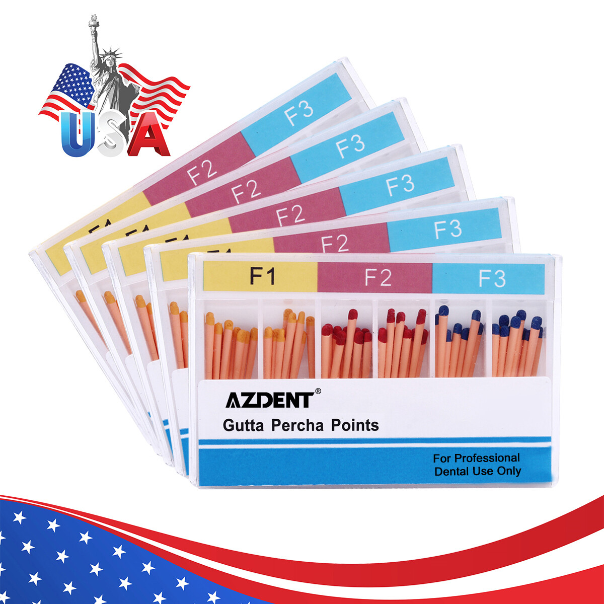 AZDENT Dental Endodontic Gutta Percha Points Endo Root Canal GP F1.F2.F3