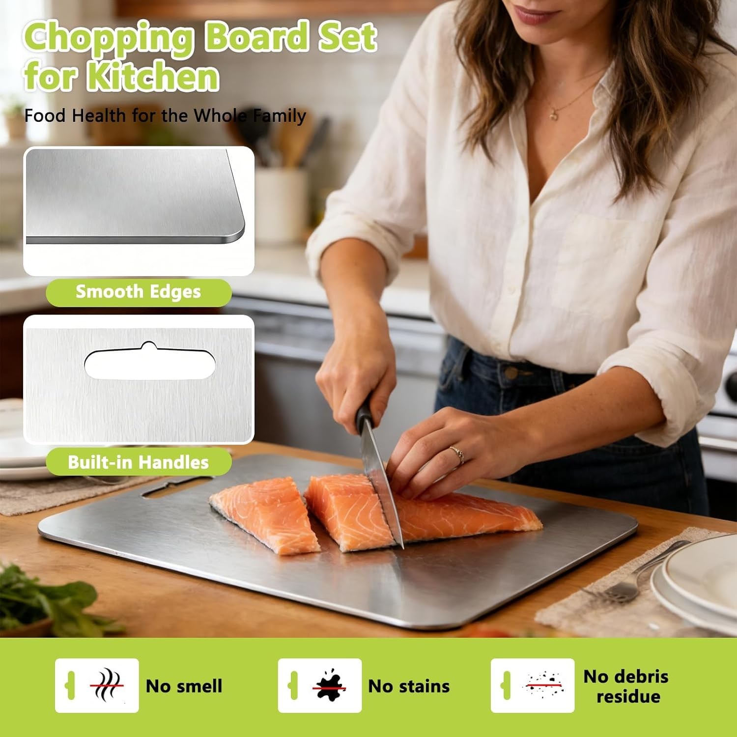 2026 New Food-Grade 100% Pure Titanium Cutting Board Set of 3, Double Sided Cutt