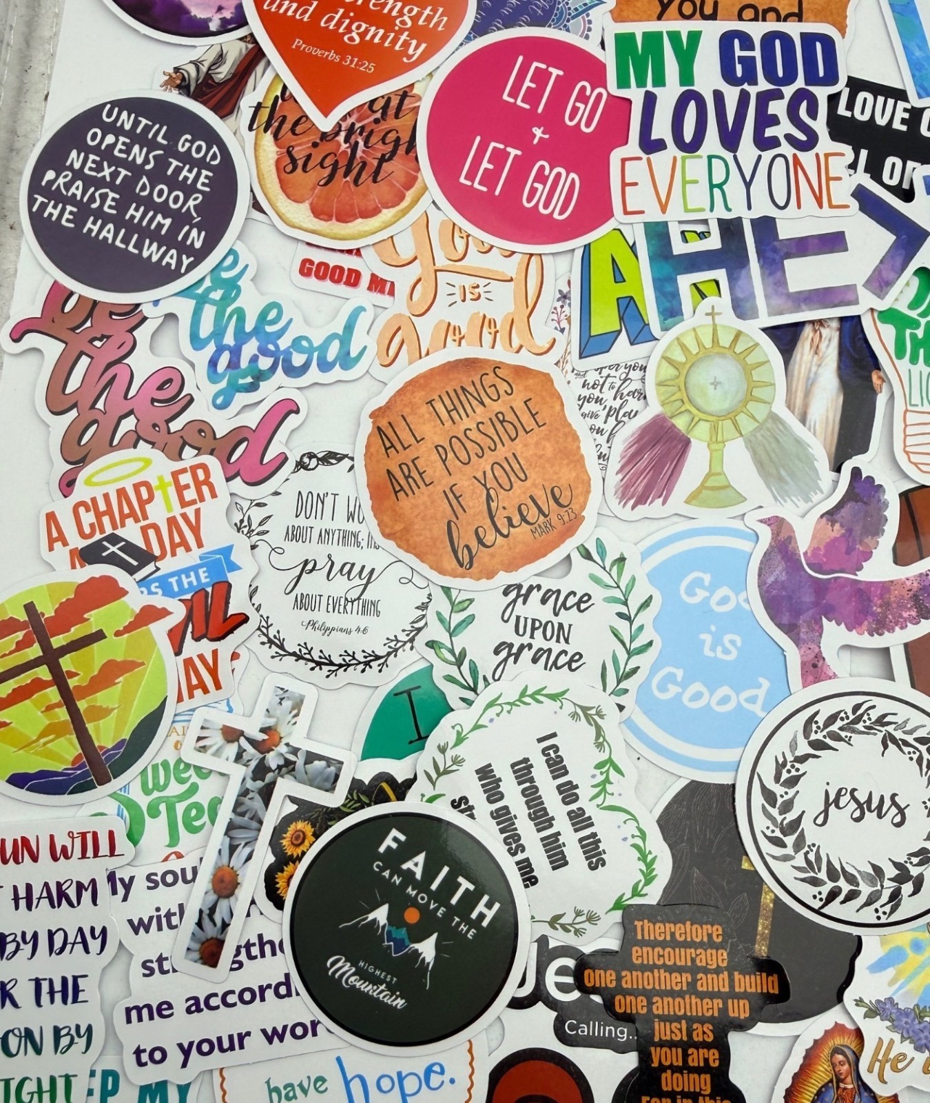 20 Stickers Christian Faith God Jesus Motivational Designs Journals Laptops Gift