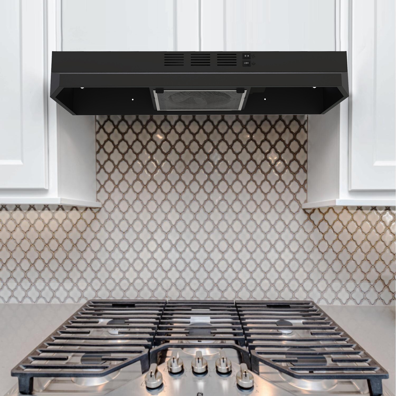 30 inch Under Cabinet Range Hood 230CFM Ducted/Ductless Black Painted w/LED New