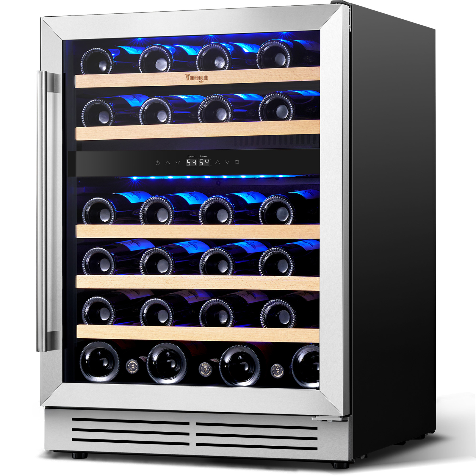 Yeego 24" Dual Zone Home/Bar Black Wine Cooler Refrigerator Hold 46 Bottles