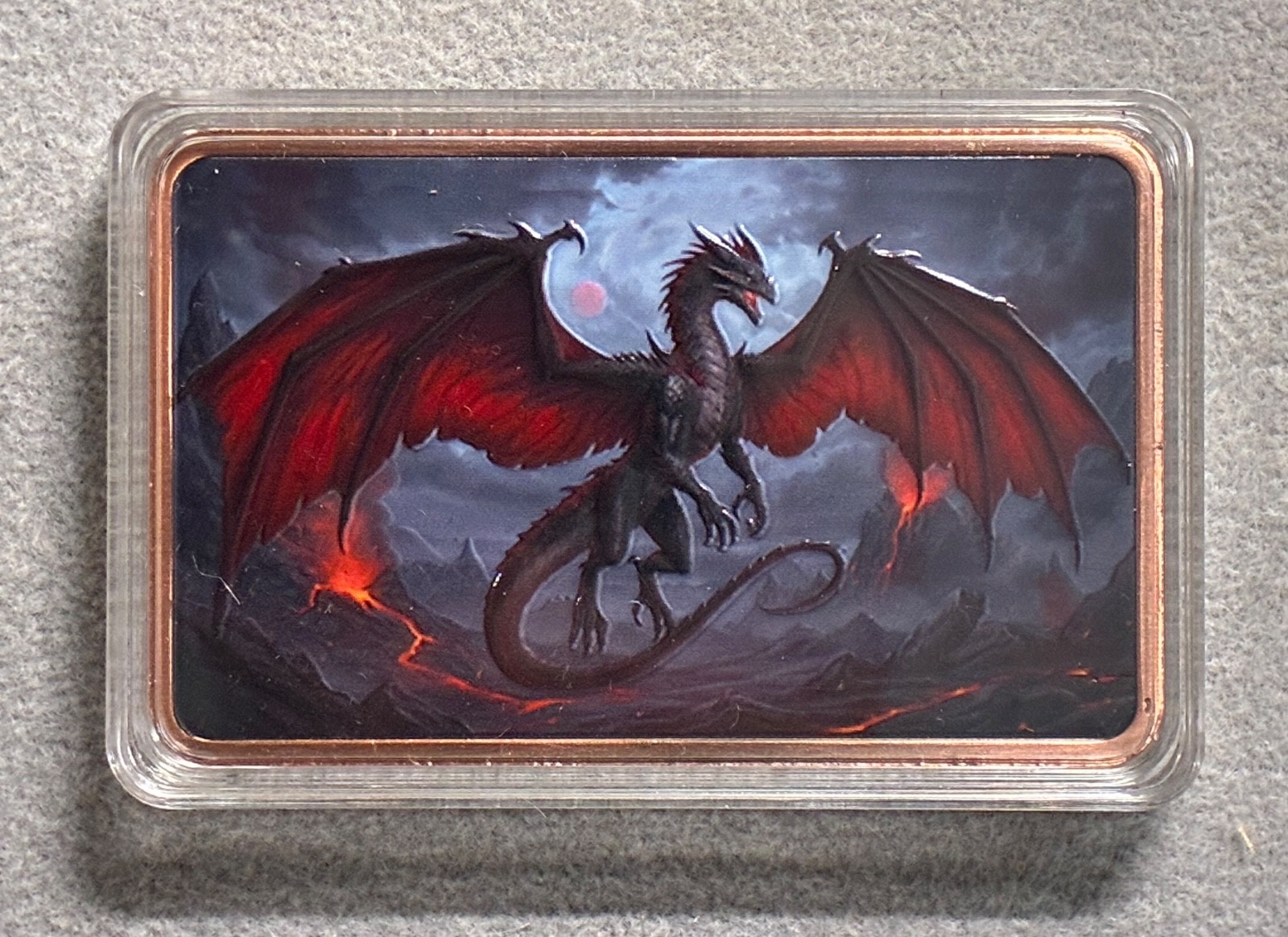5oz Flying Dragon Colorized Copper Bar in Capsule