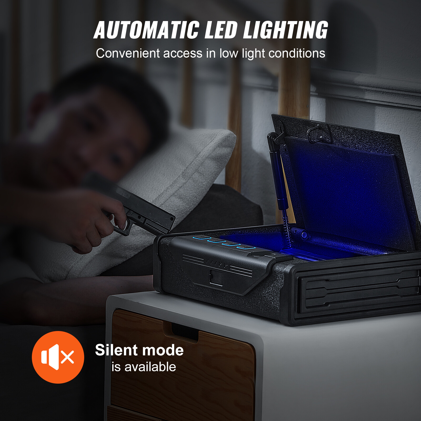 VEVOR Gun Safe for Pistols Biometric Gun Safe with 3 Access Ways for 2 Pistols