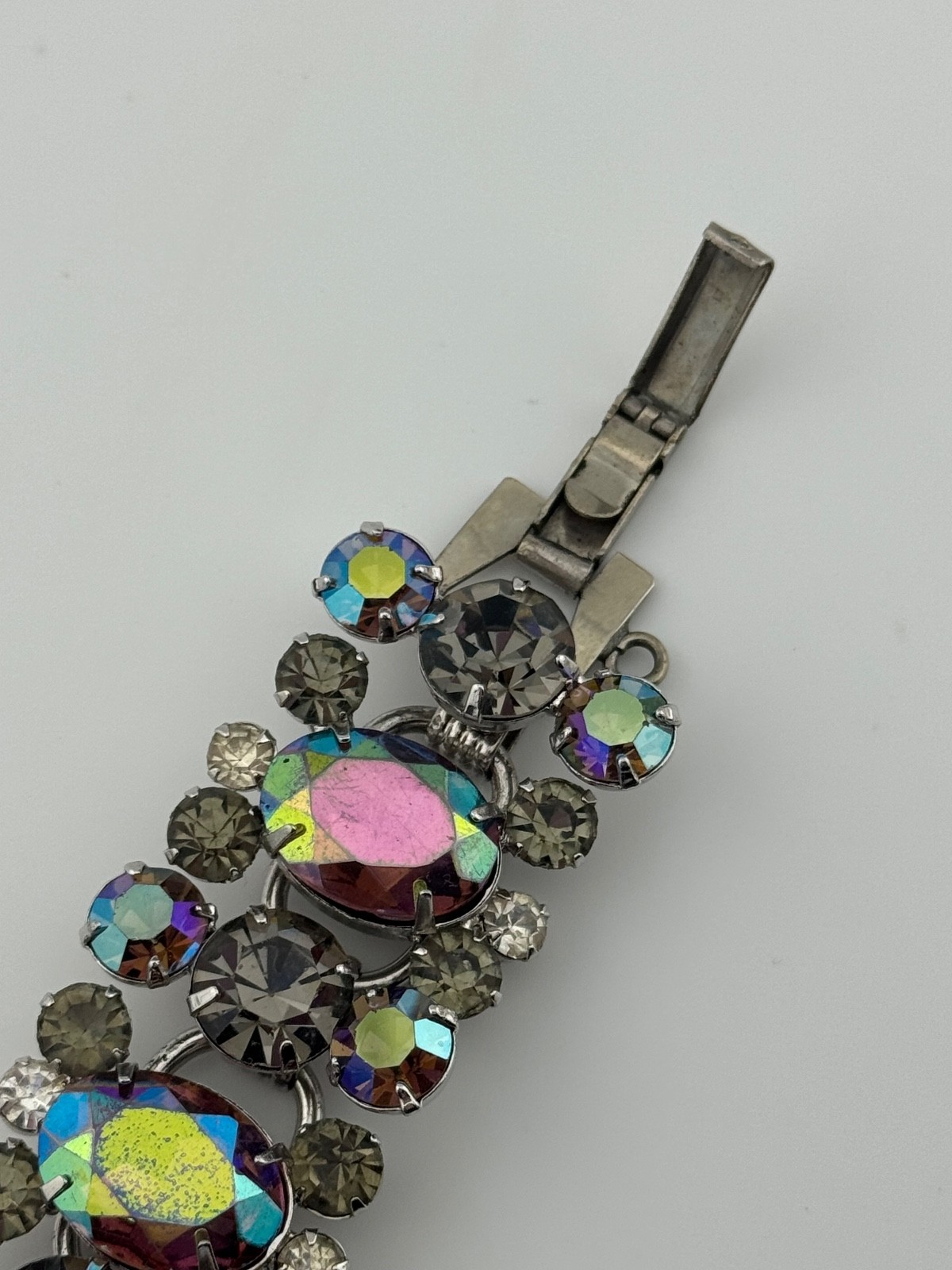 Vintage Juliana D&E 5 Link Bracelet Oval AB Aurora Borealis Rhinestone READ